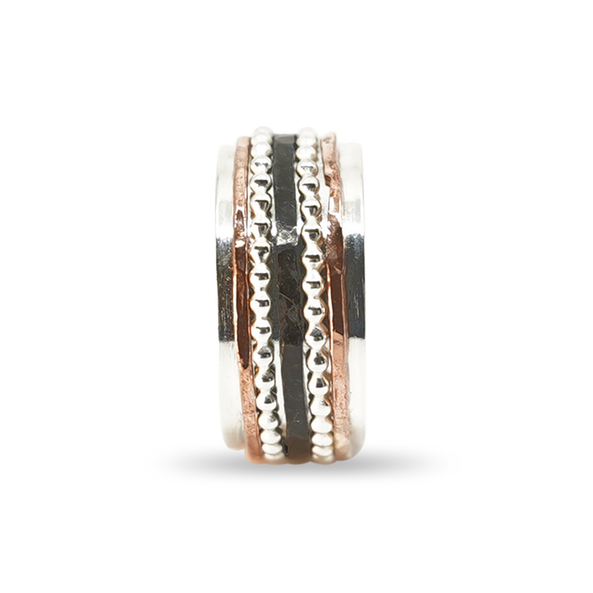 ZILVEREN RING MET BRONS EN ZIRKONIUM