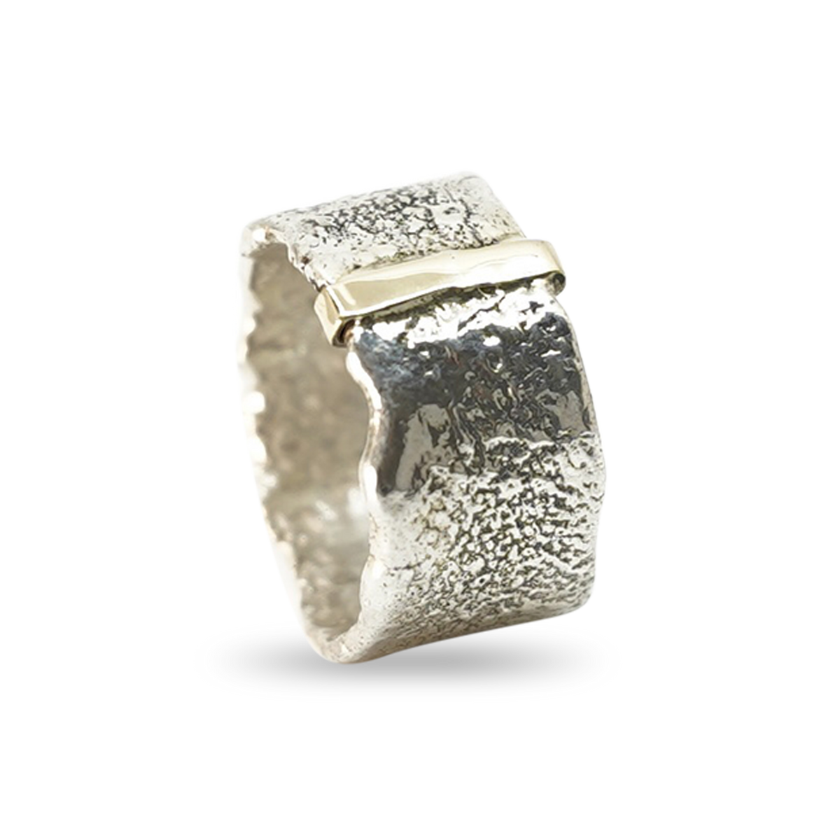 GERETICULEERDE ZILVEREN MET GOUDEN RING