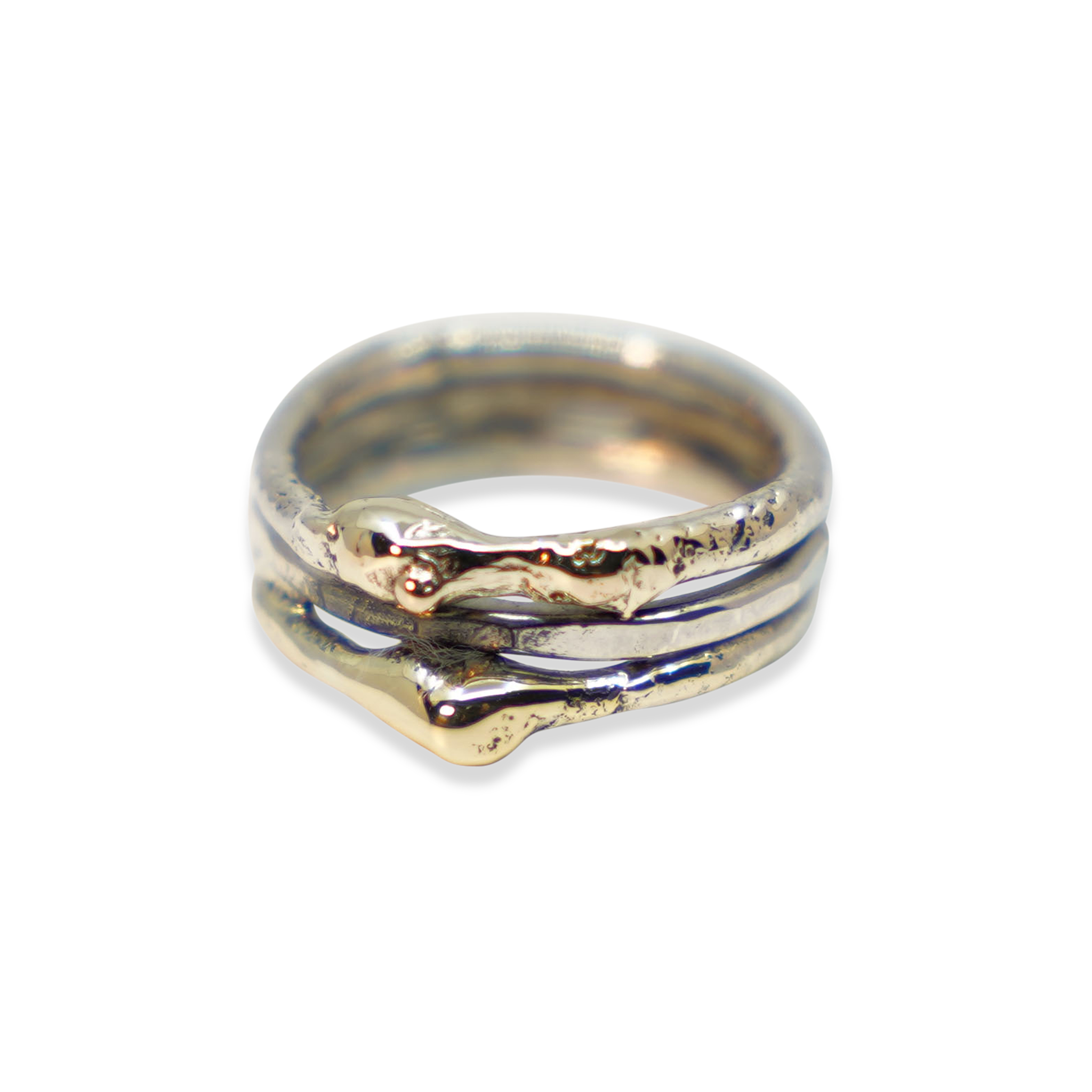 GOUD MET ZILVER ORGANISCHE RING