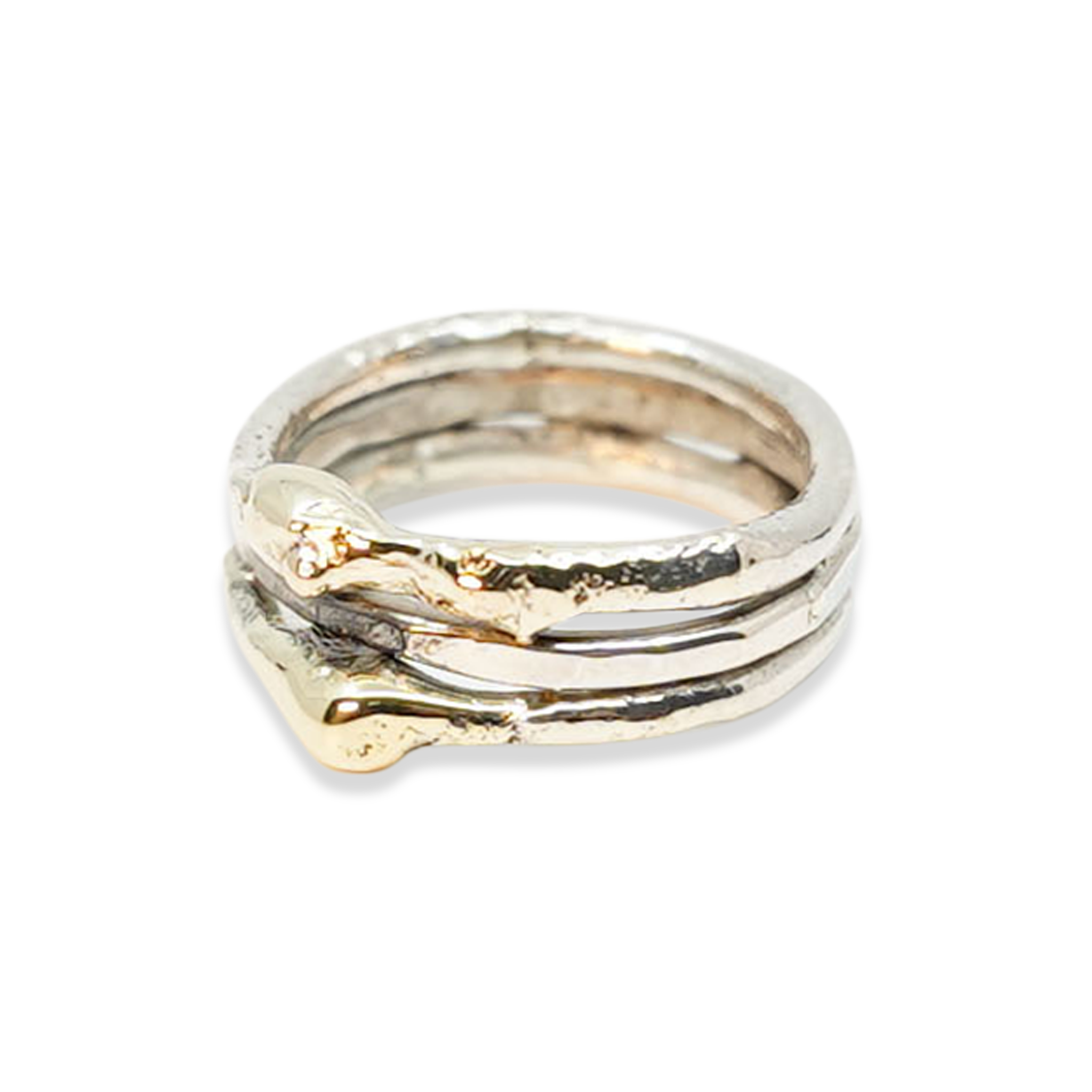 GOUD MET ZILVER ORGANISCHE RING
