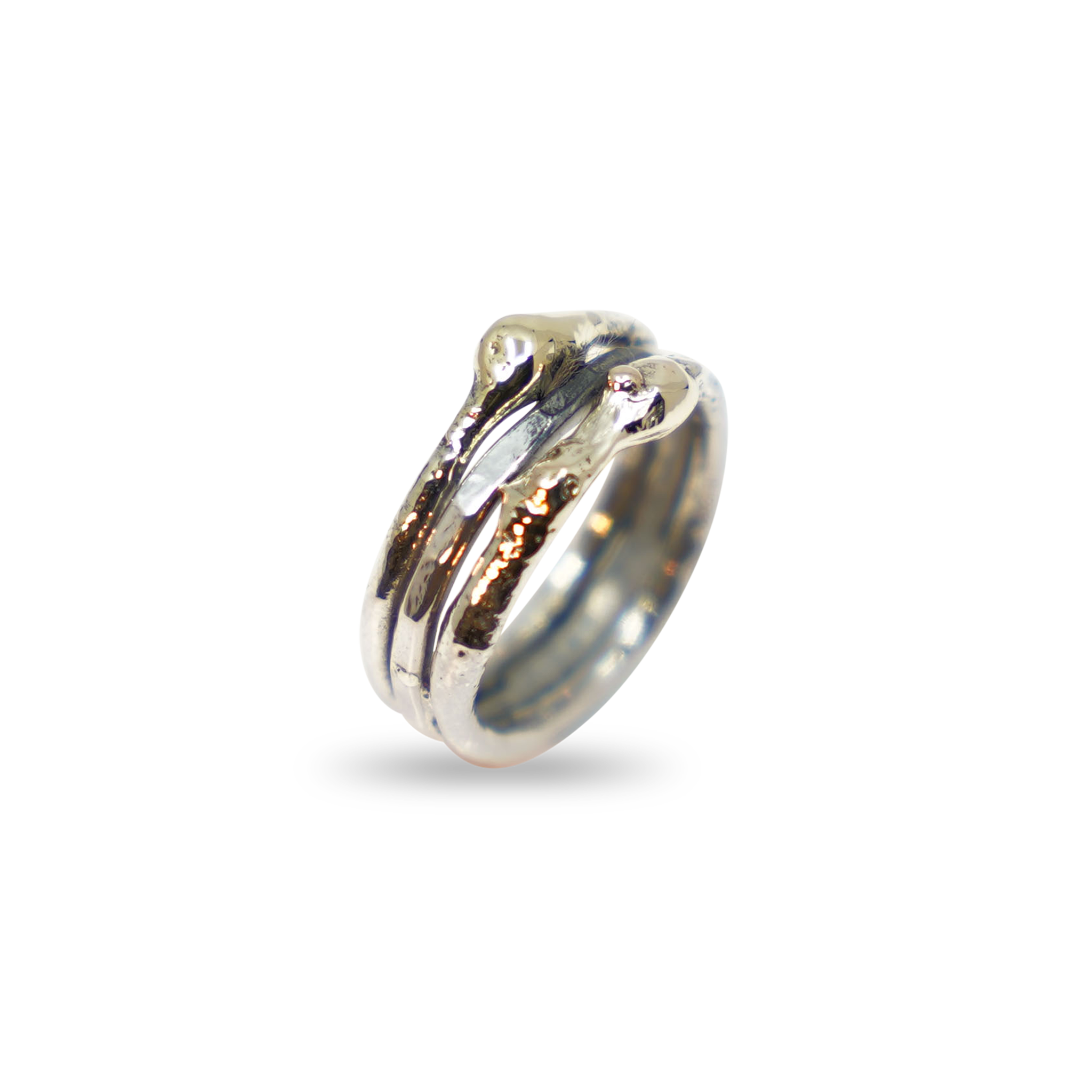 GOUD MET ZILVER ORGANISCHE RING