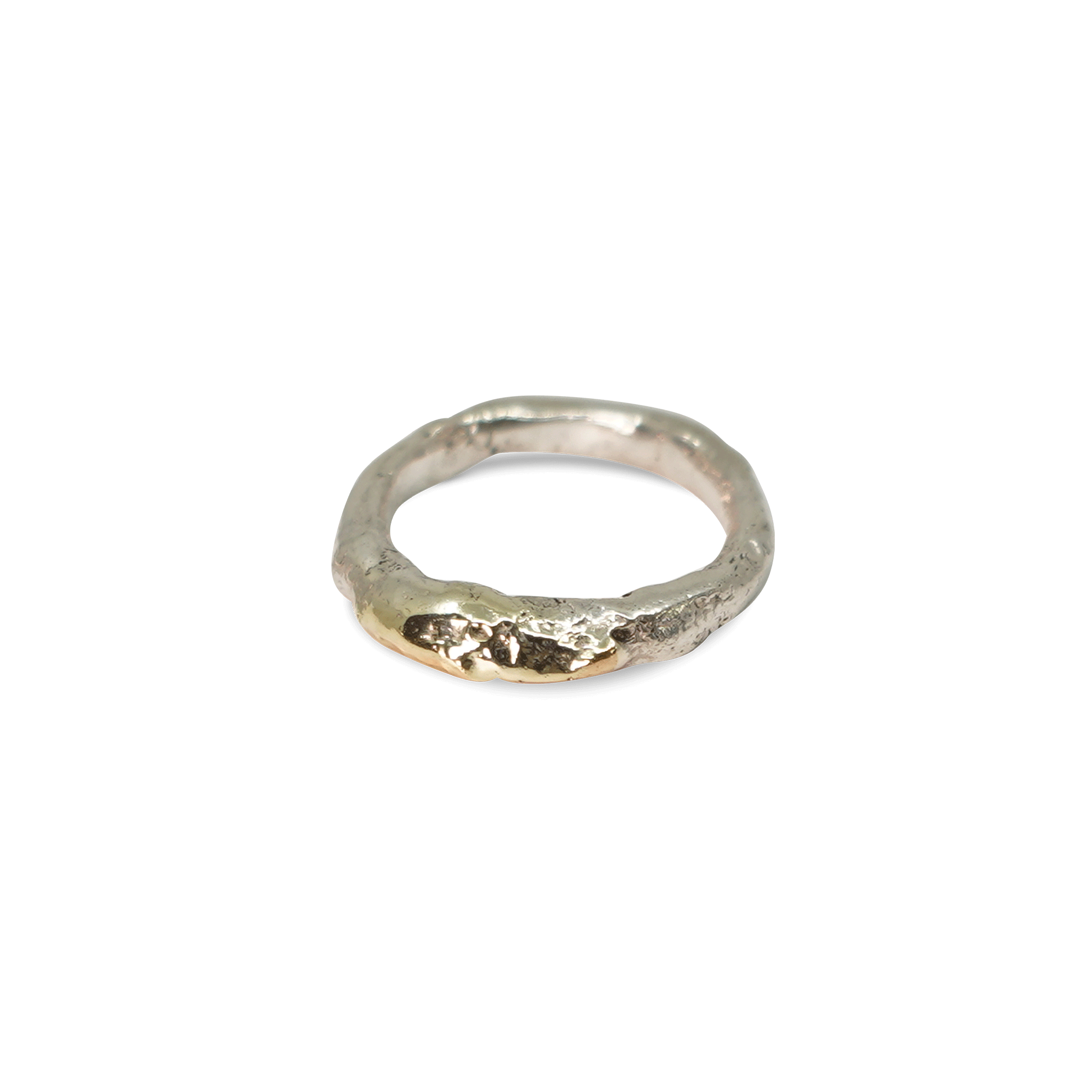 Ring van 925 gereticuleerd zilver en 18K goud