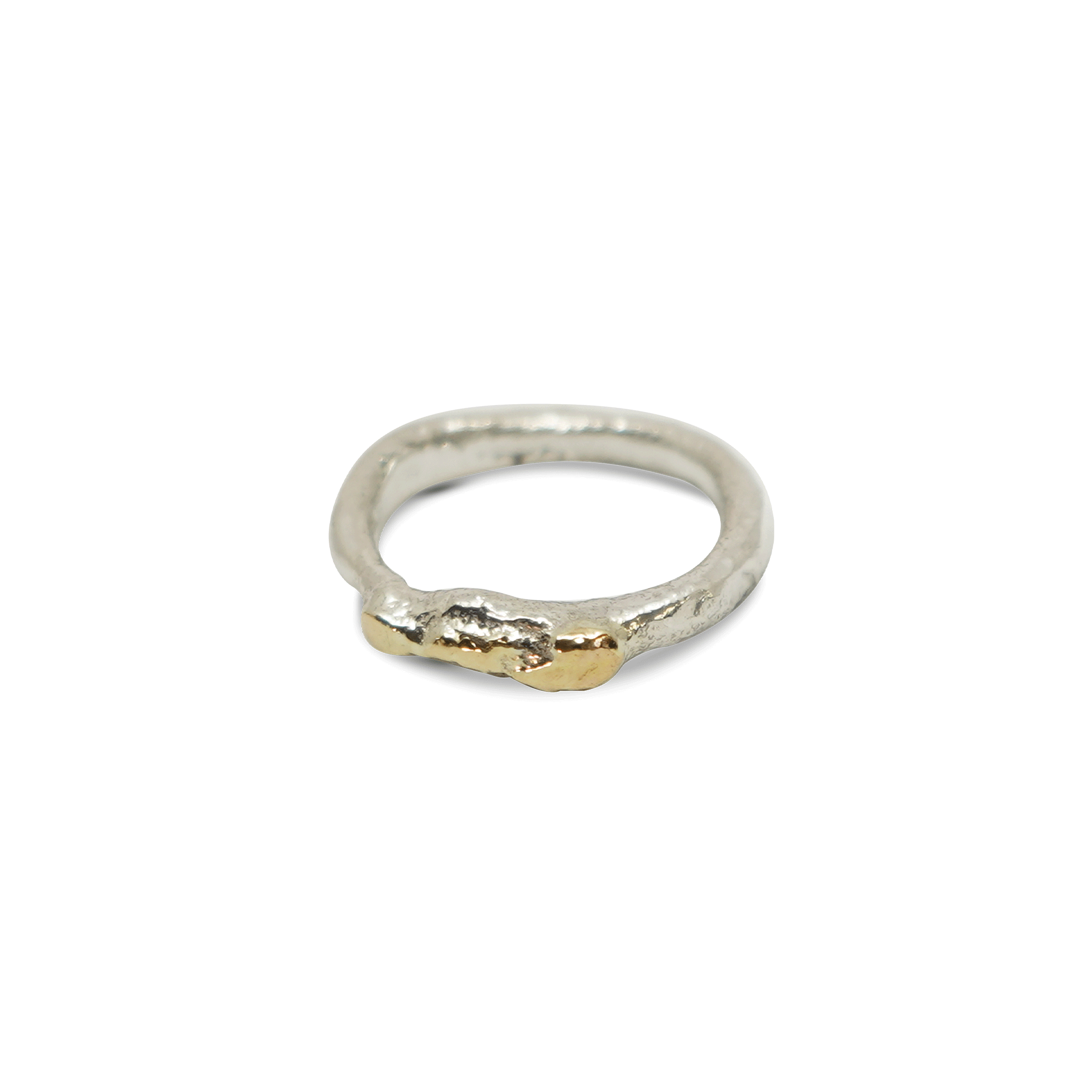 Ring van 925 gereticuleerd zilver en 18K goud