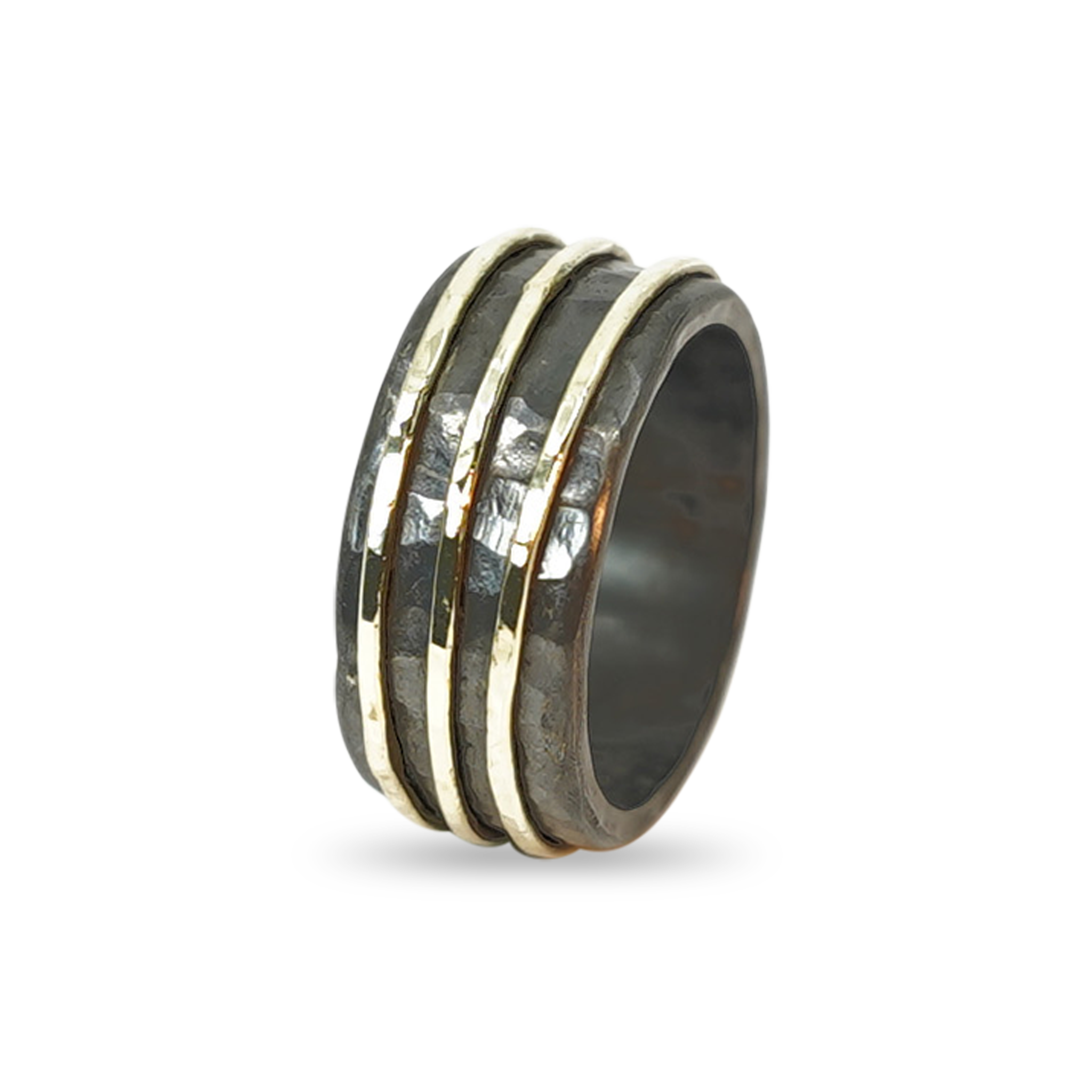 Zirkonium met 3 14K gouden ringetjes