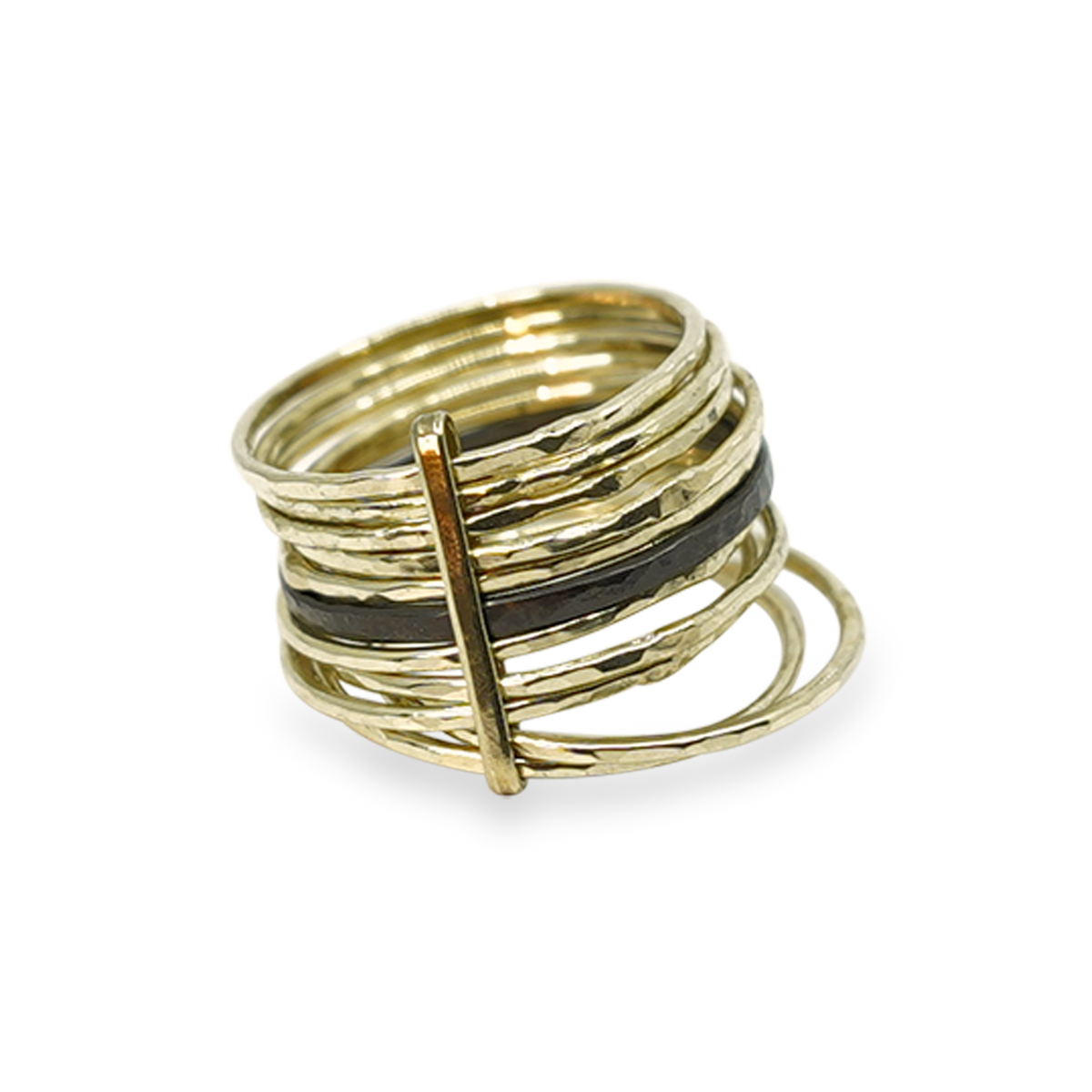 ICONISCHE GOUDEN STAPELRING MET ZIRKONIUM RINGETJE