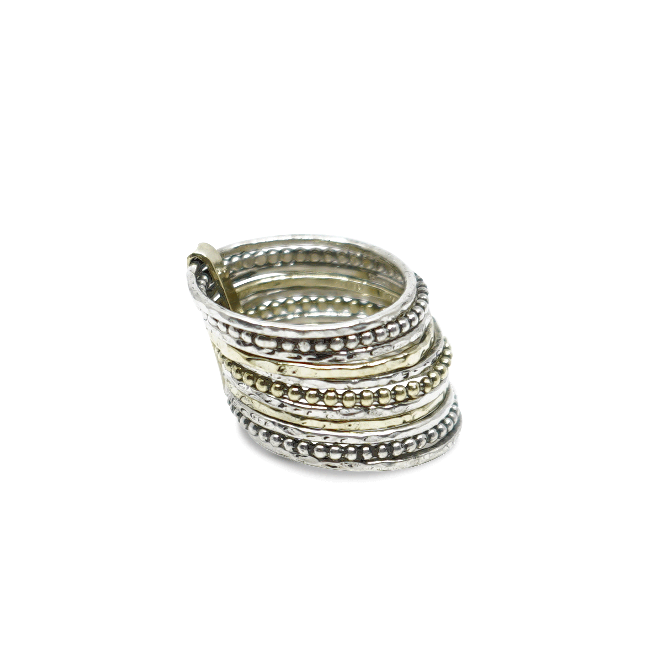 11 STAPELRINGETJES 14 K GOUD EN STERLING ZILVER