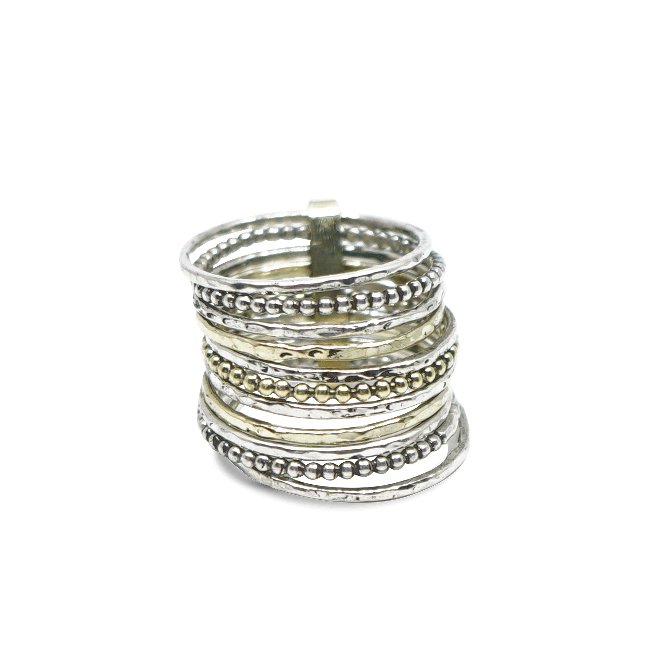 11 STAPELRINGETJES 14 K GOUD EN STERLING ZILVER