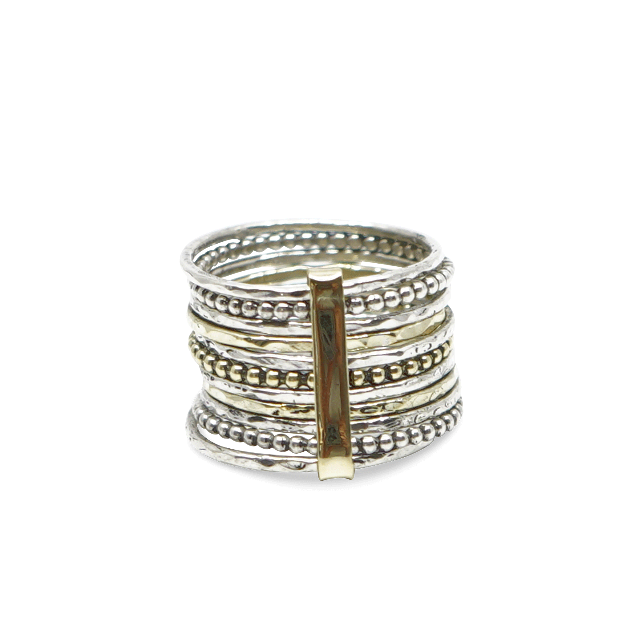 11 STAPELRINGETJES 14 K GOUD EN STERLING ZILVER