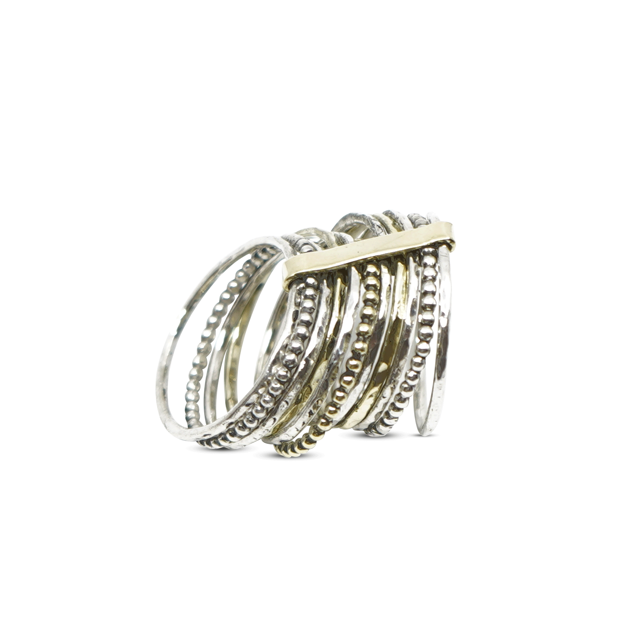 11 STAPELRINGETJES 14 K GOUD EN STERLING ZILVER