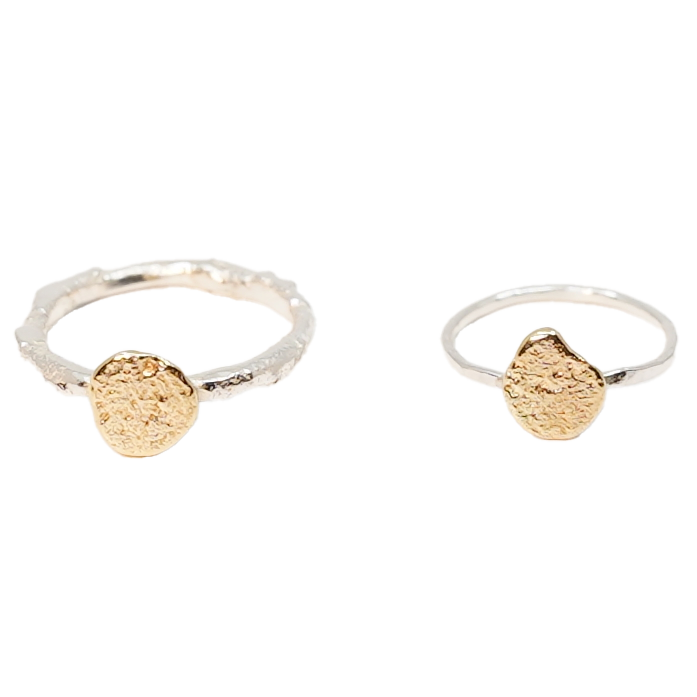 Fijne zilveren ring met 14K goud