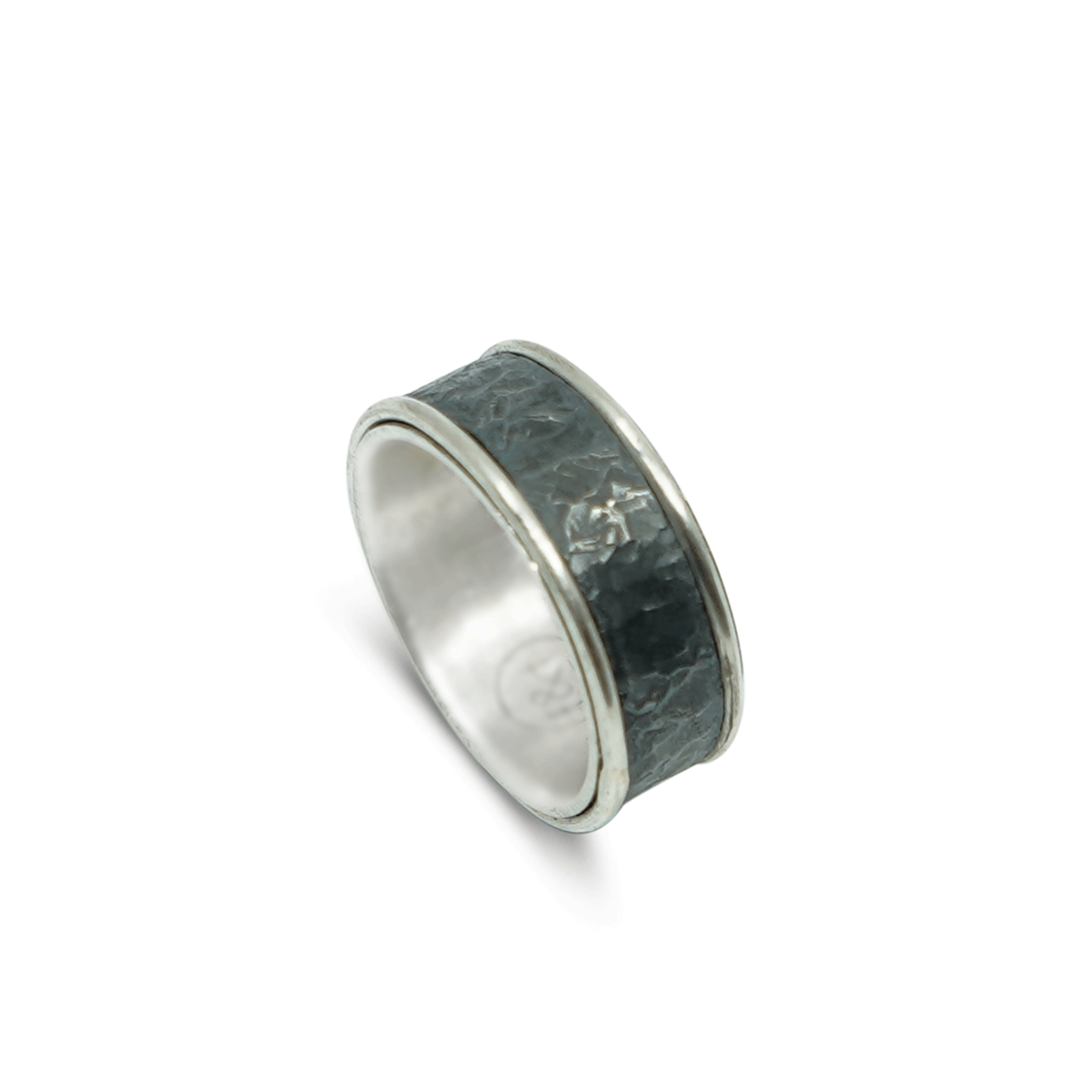 STERLING ZILVER MET ZWART GEOXIDEERDE RING