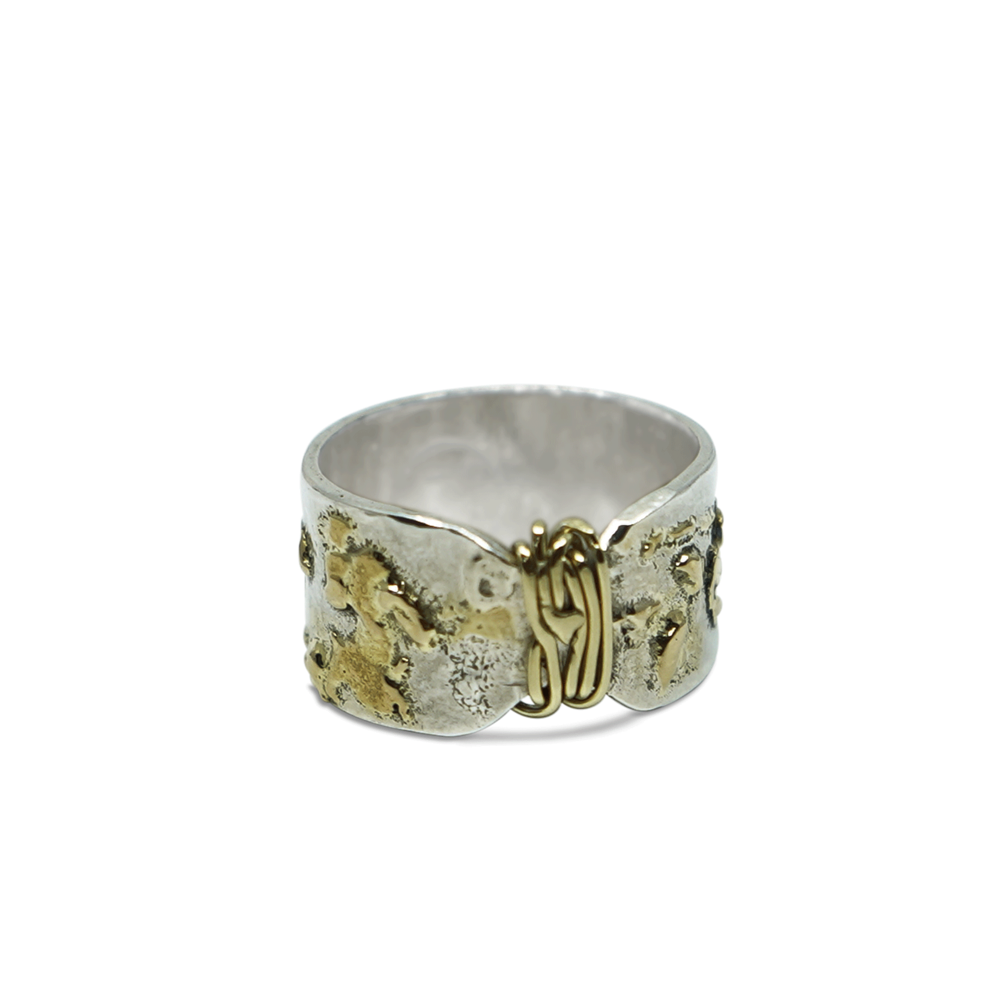 UNIEKE GOUD OP ZILVEREN RING, ONE OF A KIND JEWEL