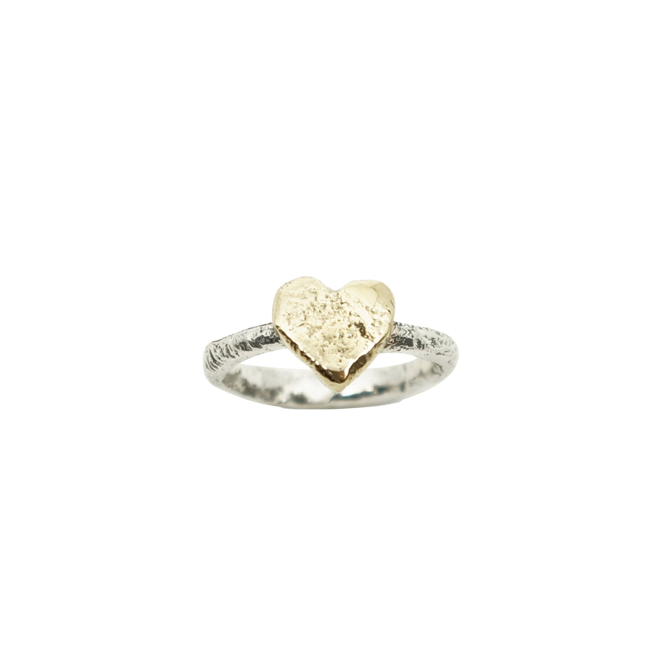 HARTJESRING VAN 925 ZILVER EN 14K GOUD
