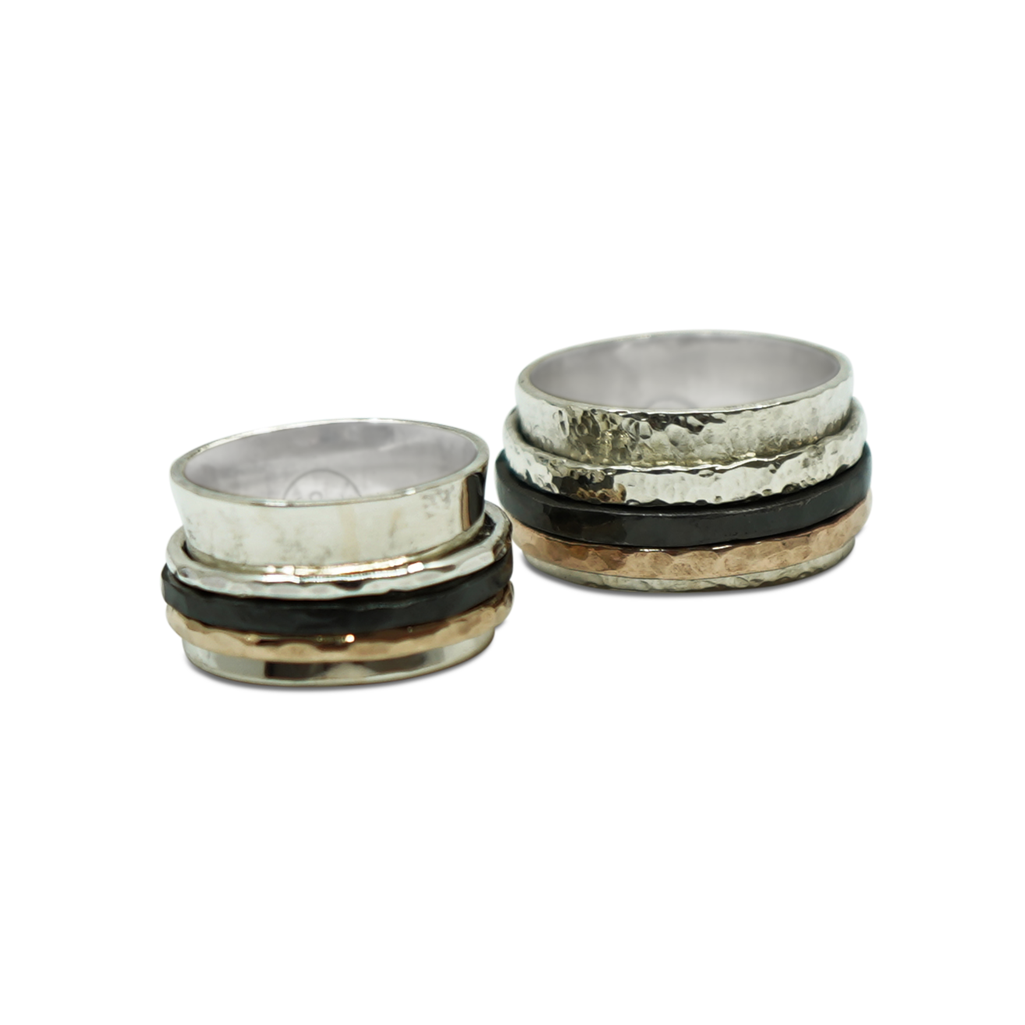 ROBUUSTE TROUWRINGEN MET ZILVER, BRONS EN ZWART ZIRKONIUM