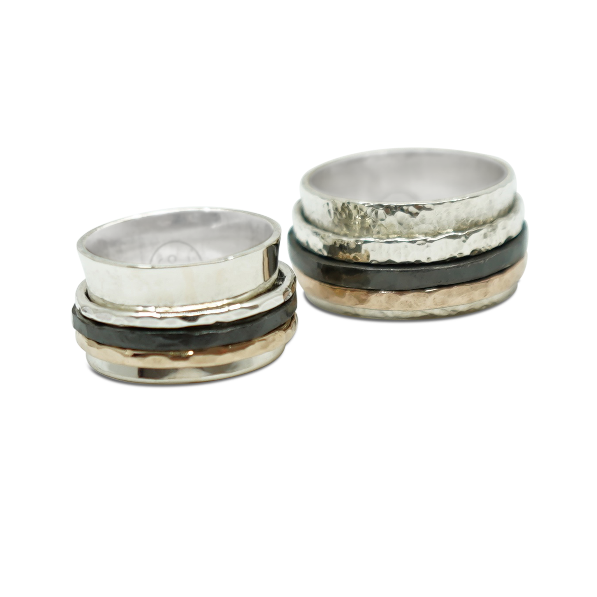 ROBUUSTE TROUWRINGEN MET ZILVER, BRONS EN ZWART ZIRKONIUM