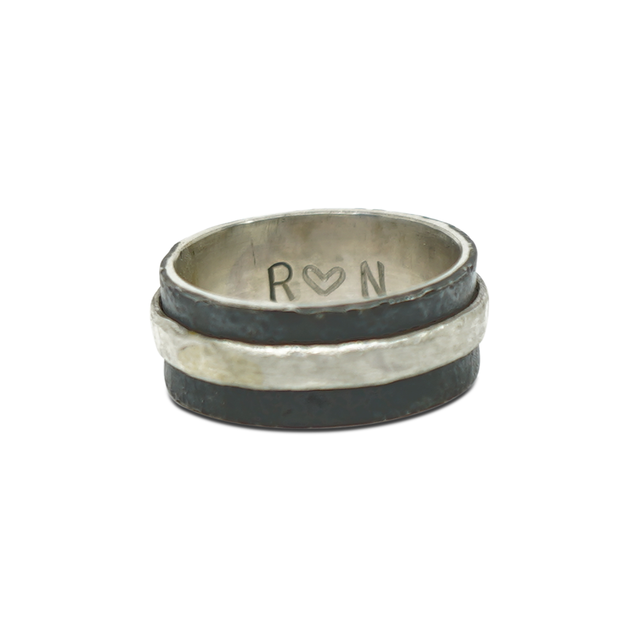 Painted black ring zilver
