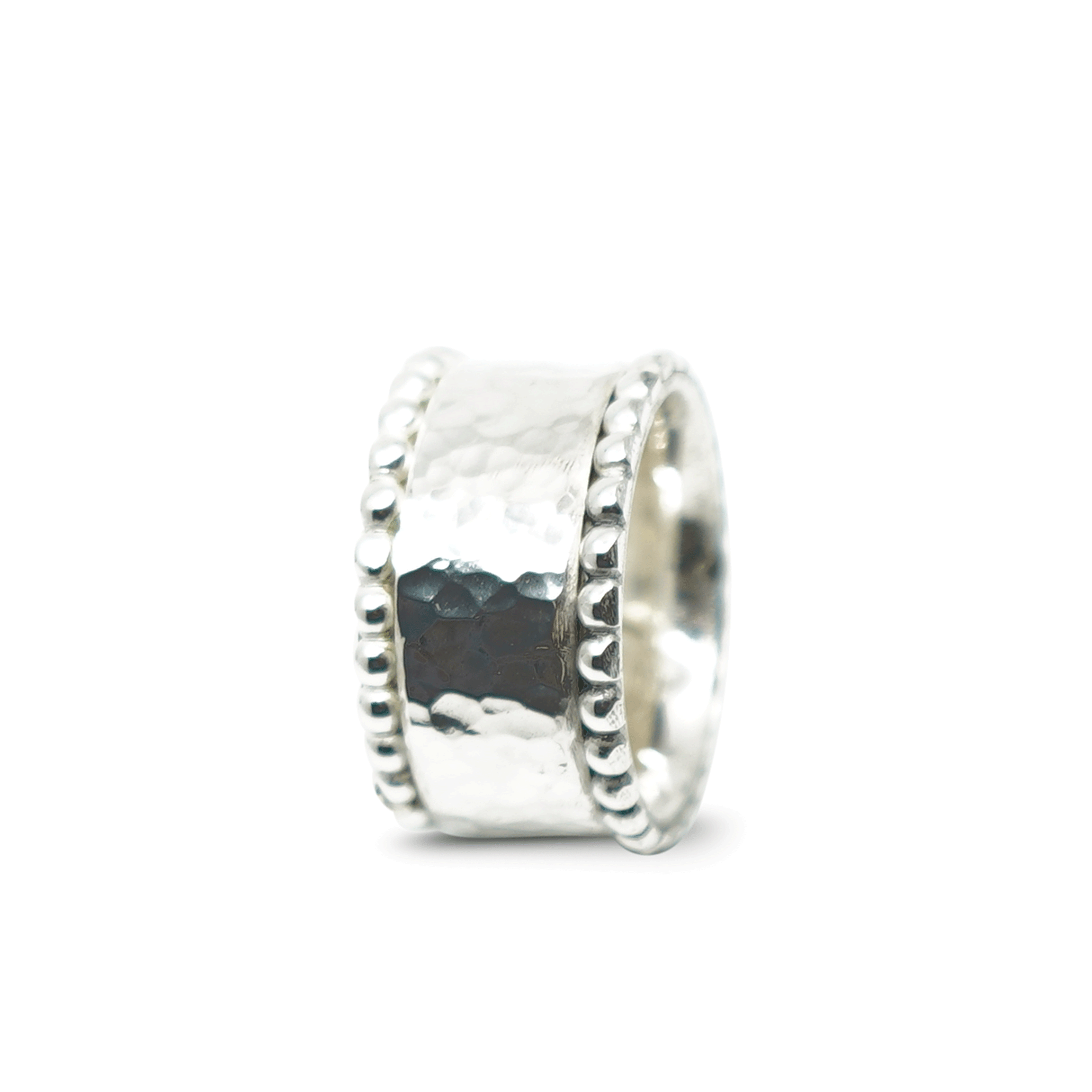 STERLING ZILVEREN RING AFGEZET MET ZILVEREN BOLLETJES