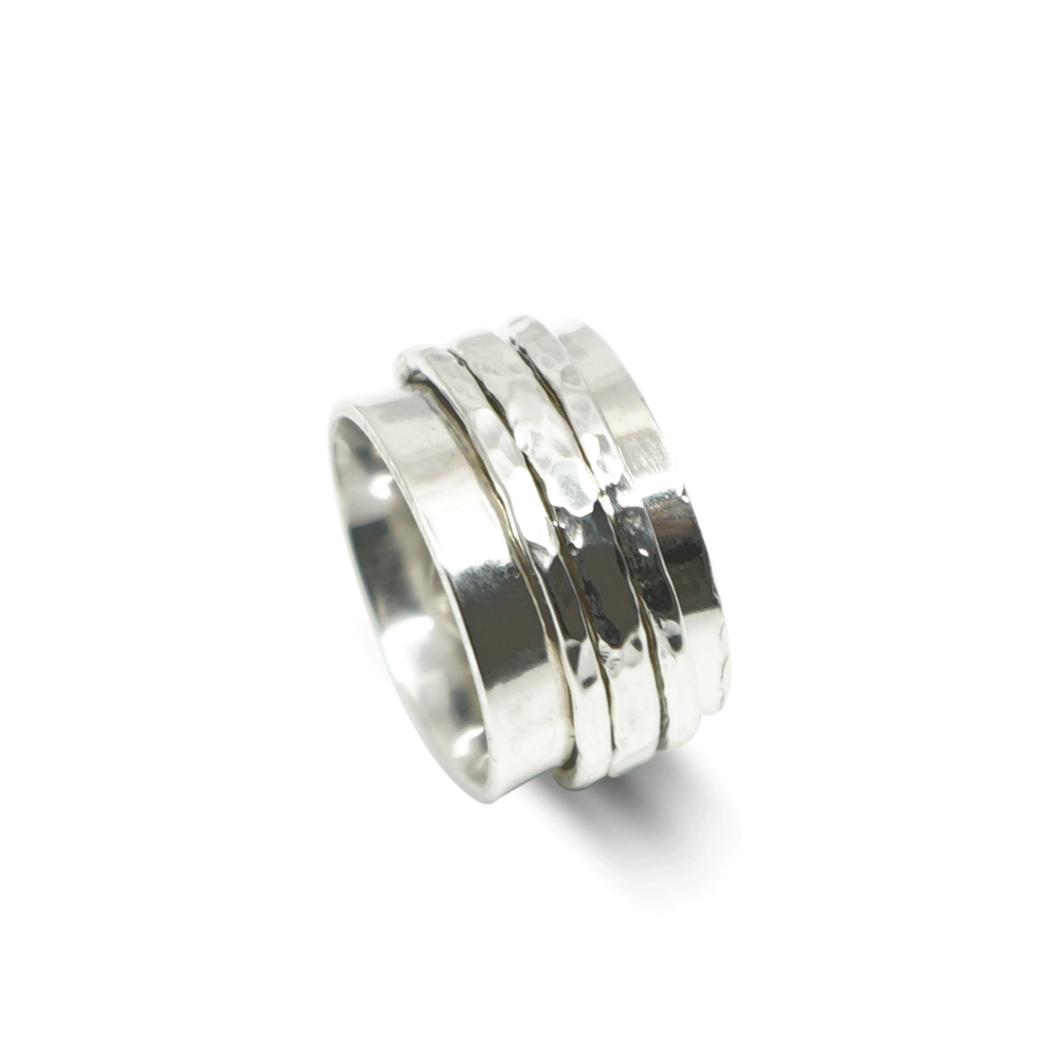 STAPELRING MET 3 ZILVEREN DRAAIBARE RINGEN