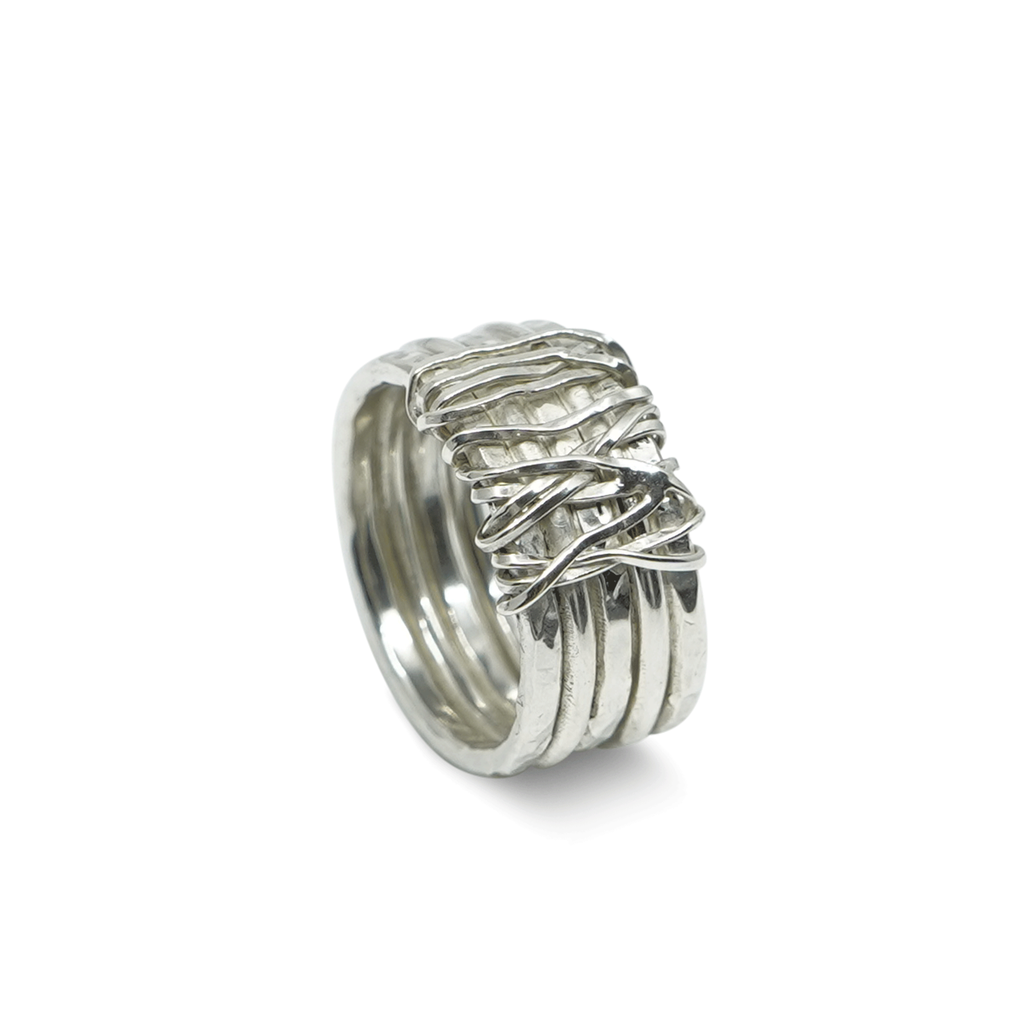 STAPELRING OMWONDEN MET ZILVERDRAAD