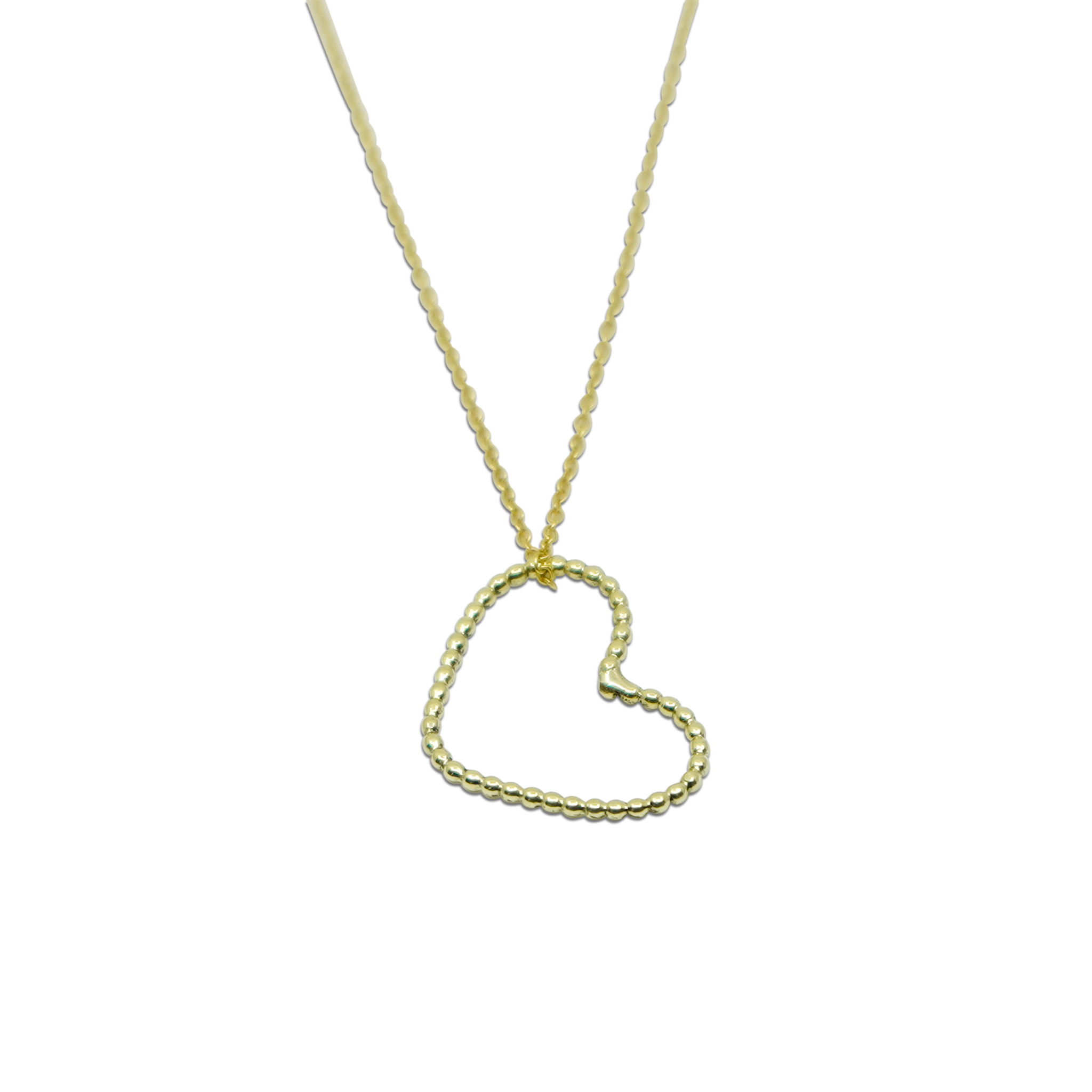 HANDGEMAAKT 14 KARAAT GOUDEN HART MET GOUDEN KETTING