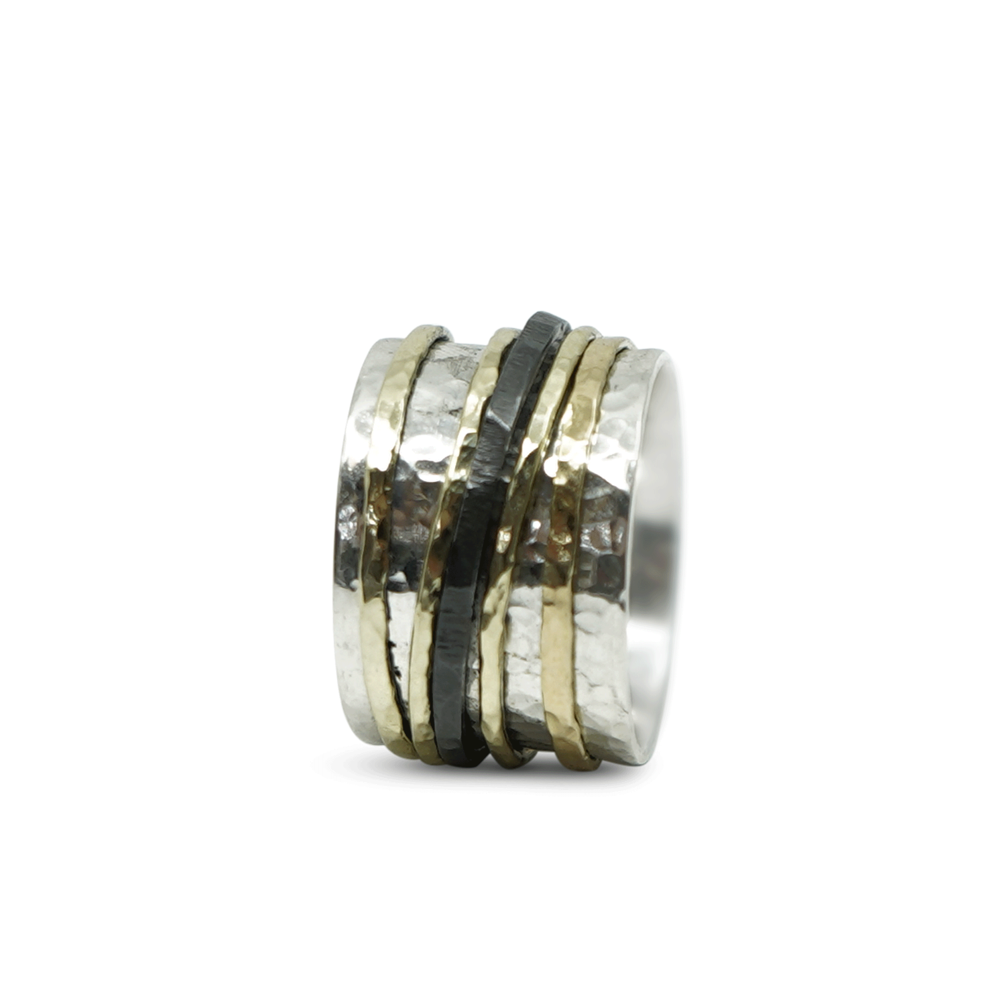 ZILVEREN RING MET 14 KARAAT GOUD EN ZIRKONIUM
