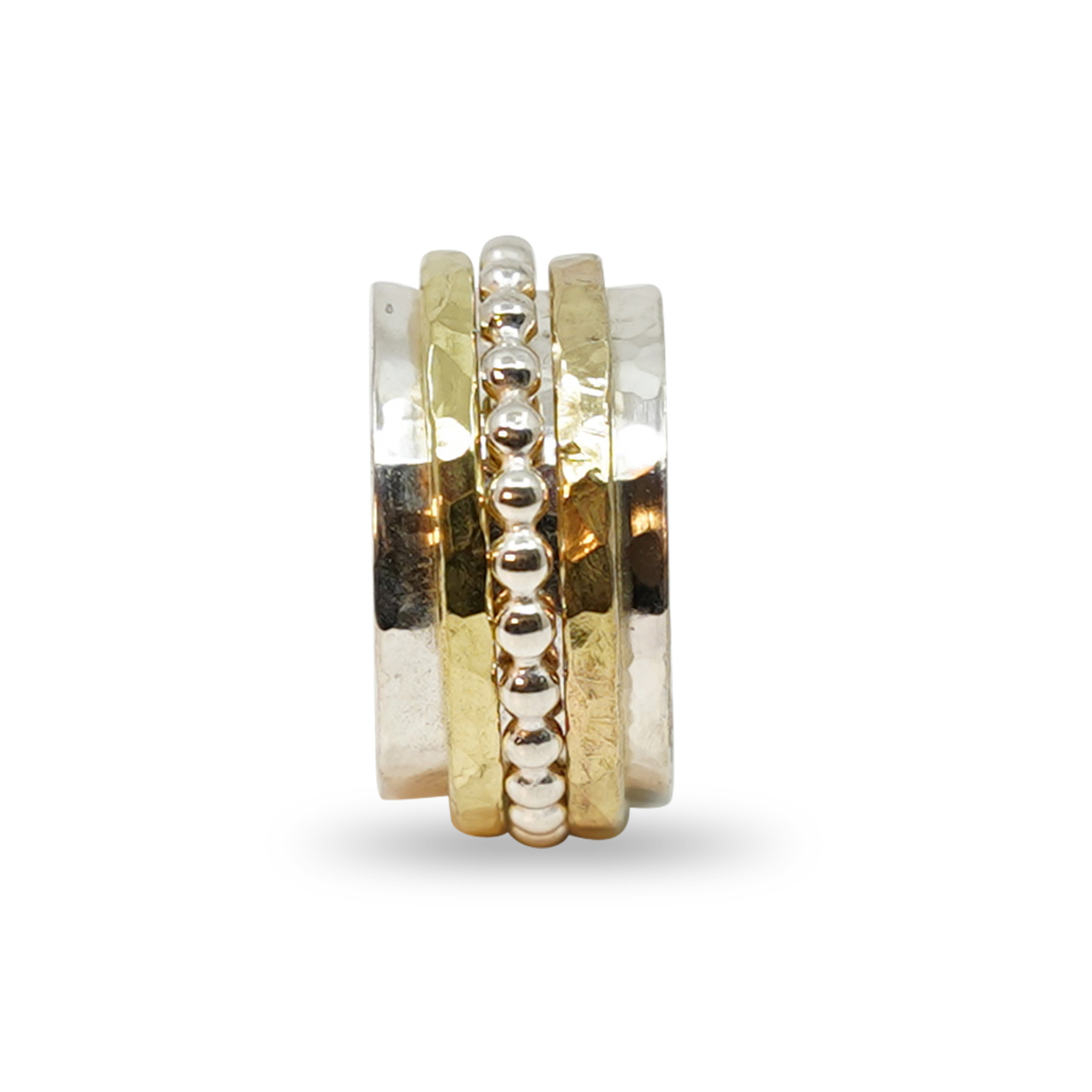 BREDE ZILVEREN RING MET 14K MEDITATIE RING
