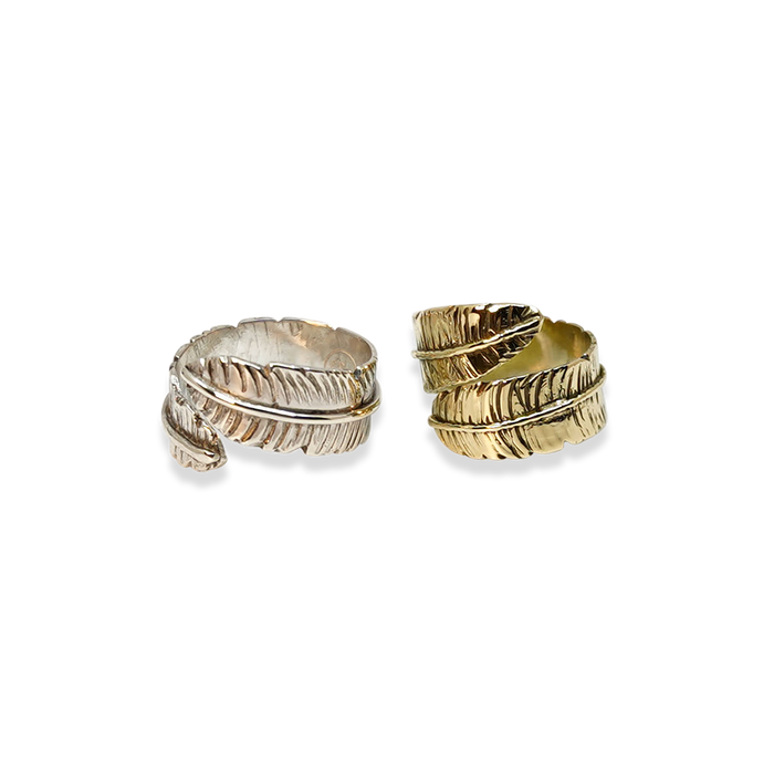OPEN RINGEN IN BLADVORM  STERLING ZILVER EN 14K GOUD