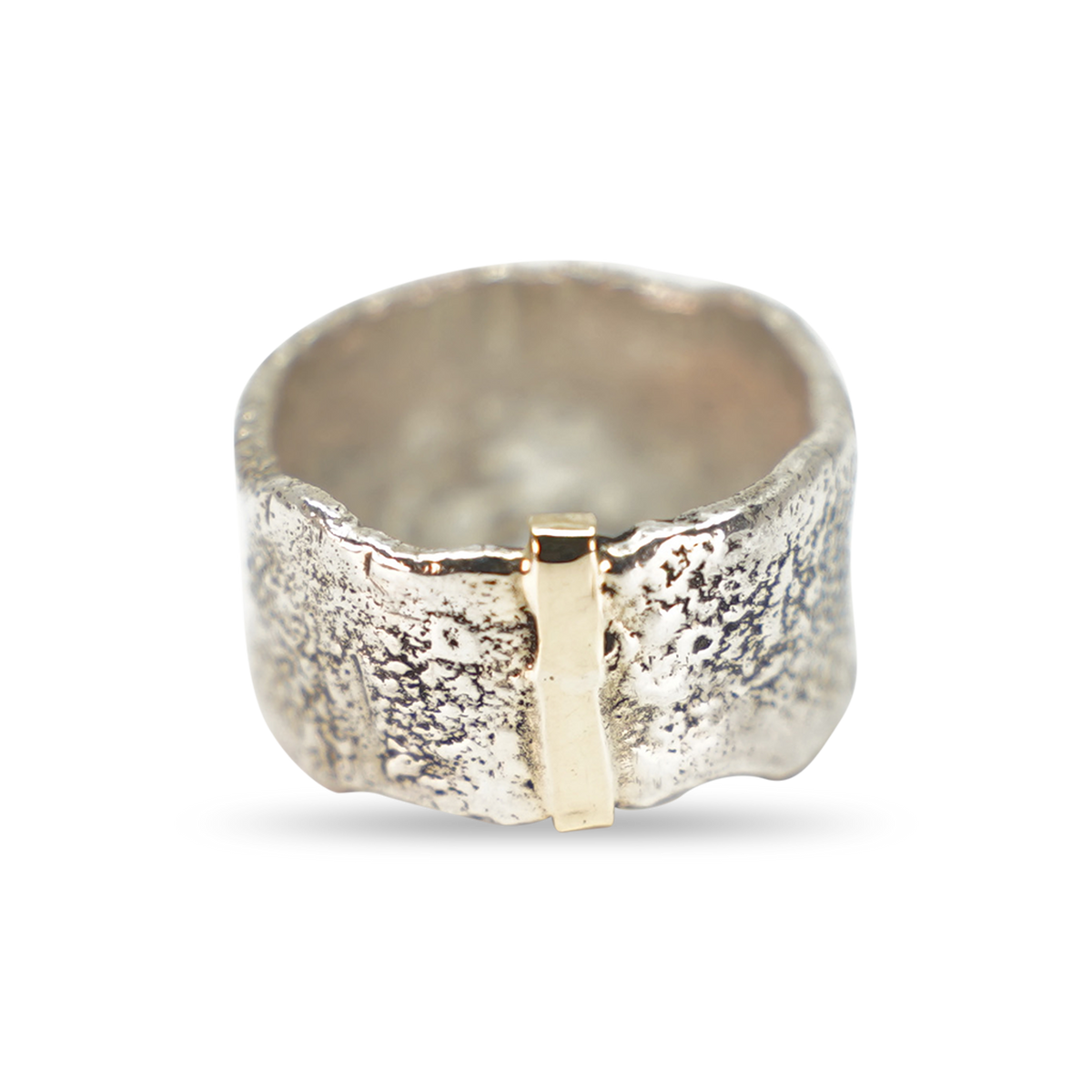 GERETICULEERDE ZILVEREN MET GOUDEN RING