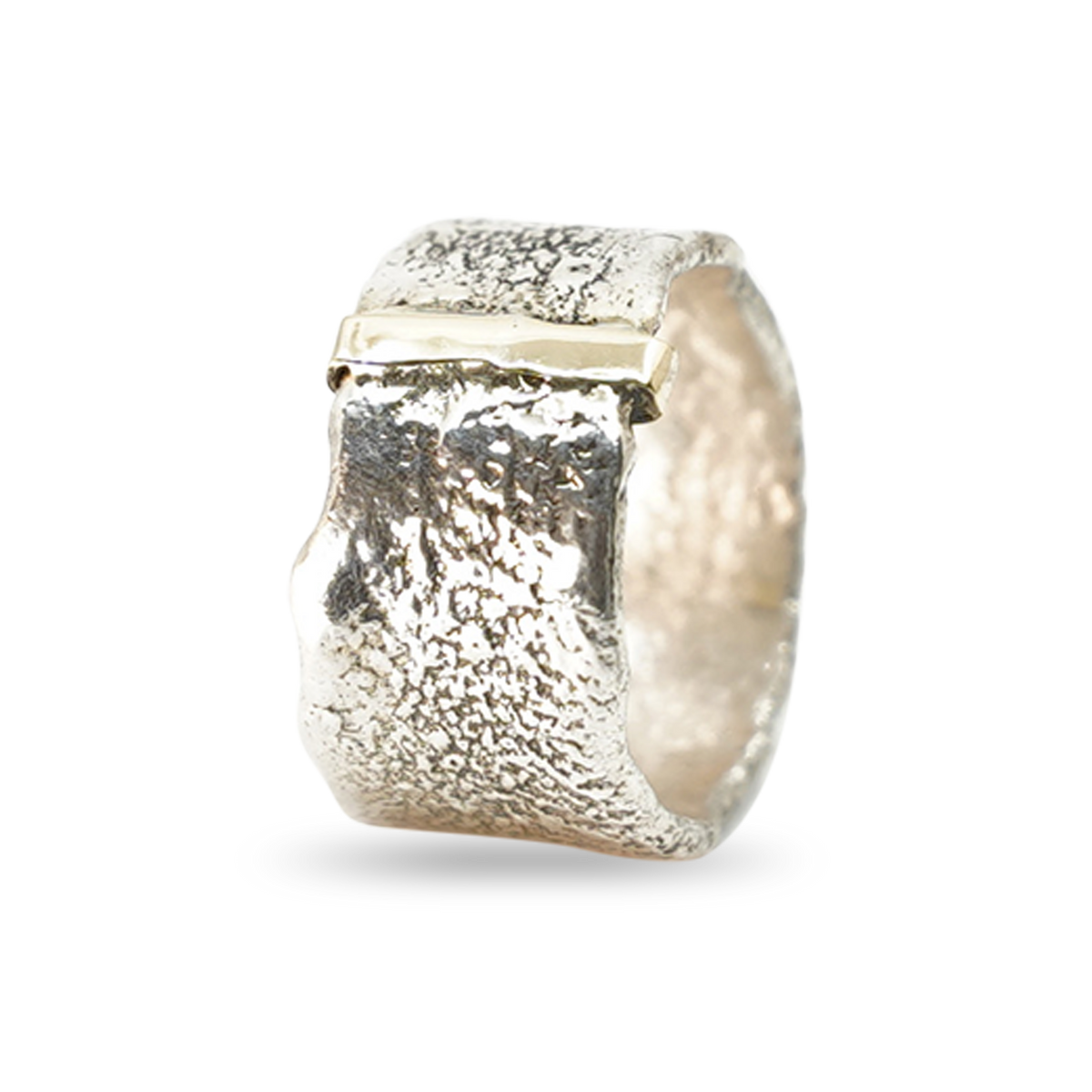 GERETICULEERDE ZILVEREN MET GOUDEN RING