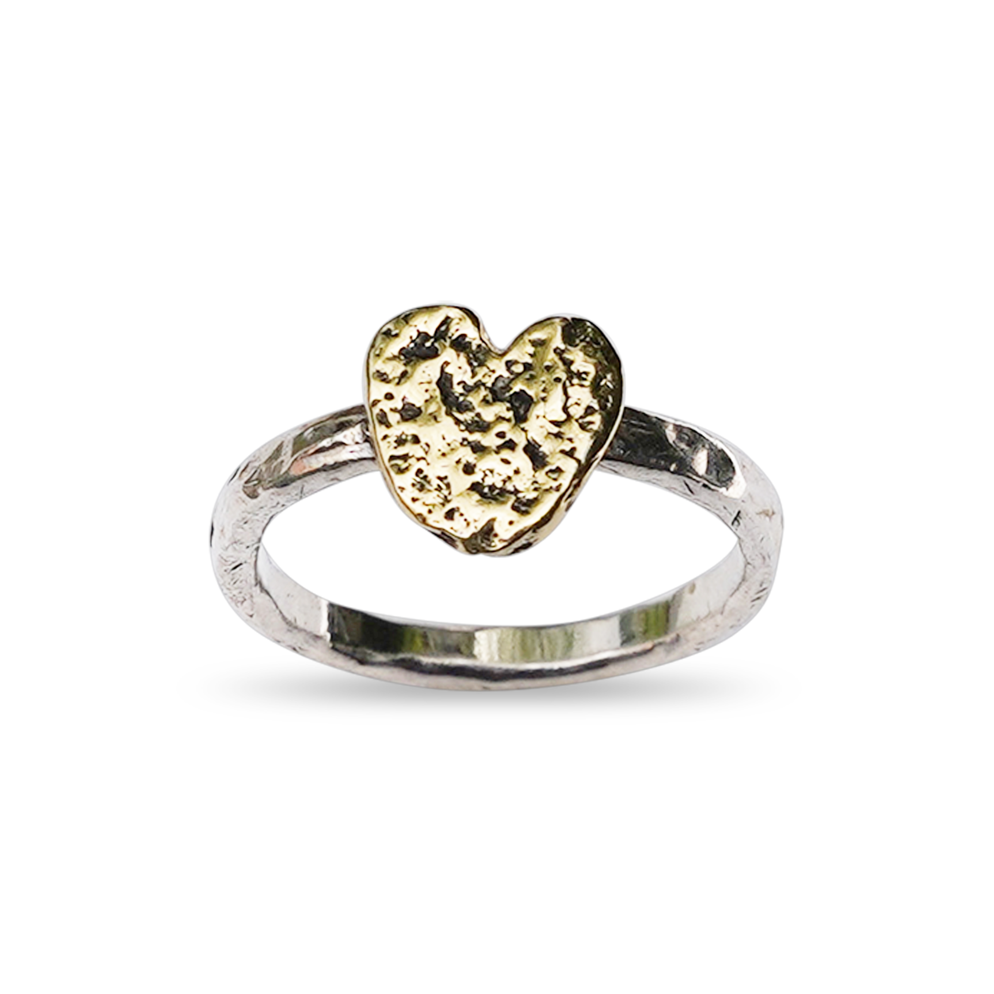 HARTJESRING VAN 925 ZILVER EN 14K GOUD