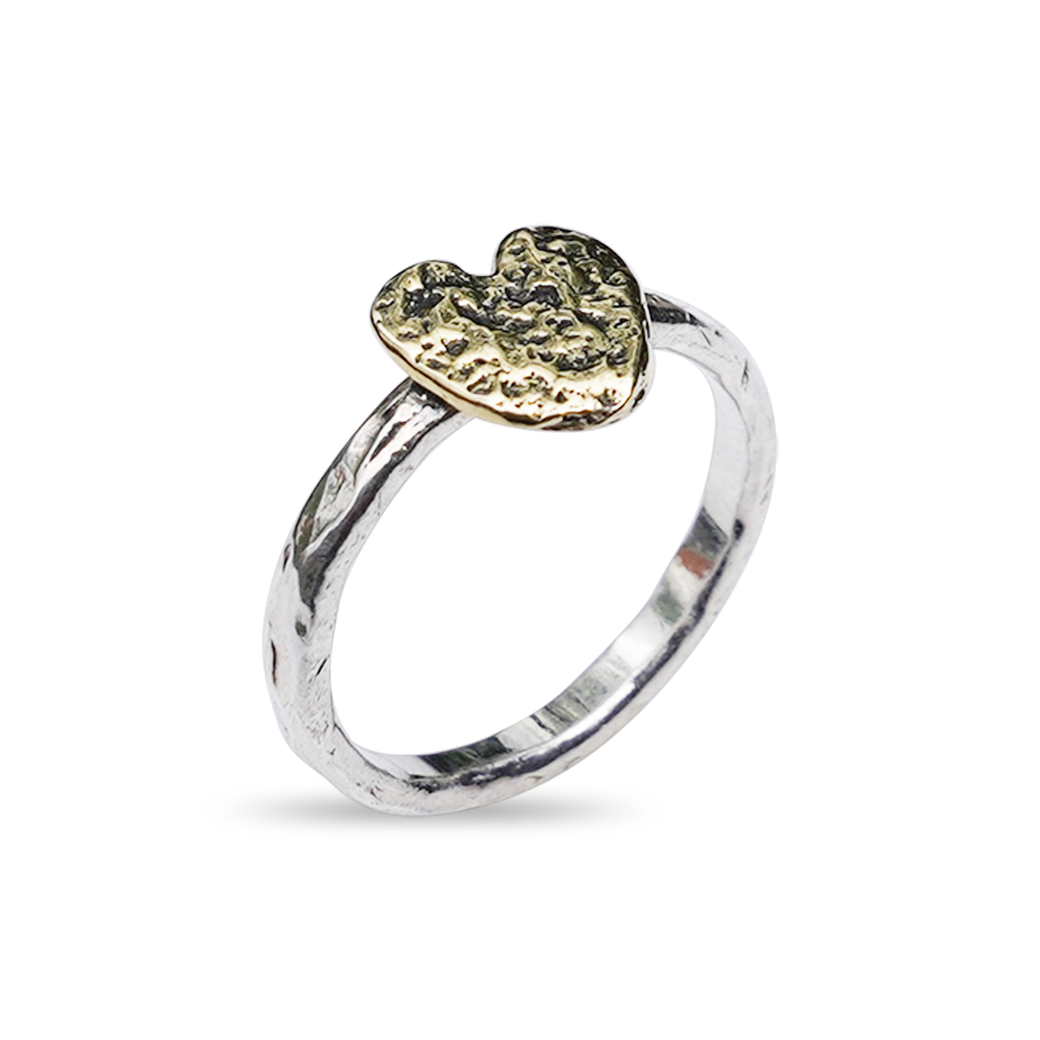 HARTJESRING VAN 925 ZILVER EN 14K GOUD