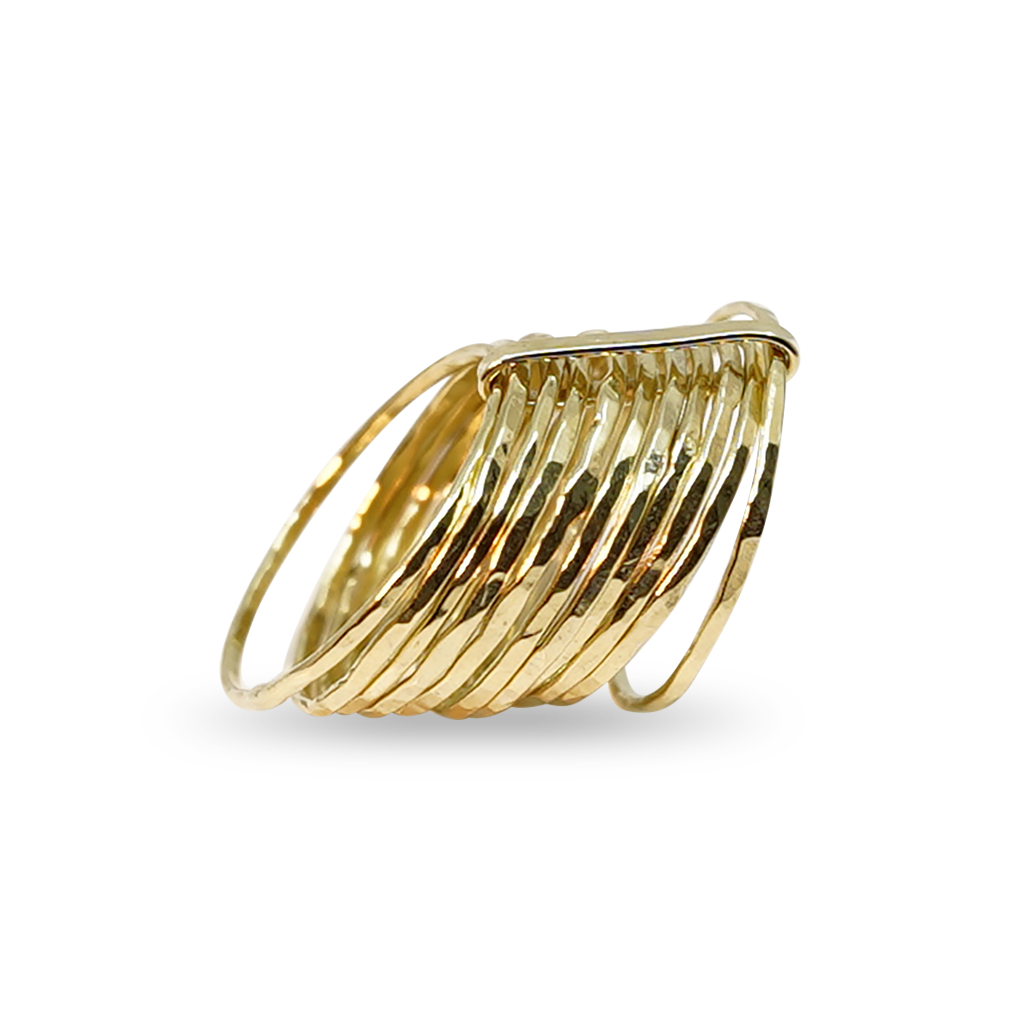 11 GOUDEN FIJNE GEHAMERDE RINGETJES
