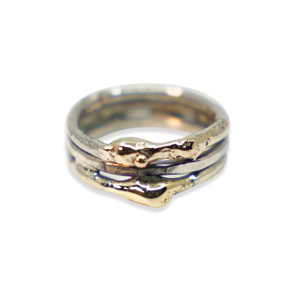 GOUD MET ZILVER ORGANISCHE RING