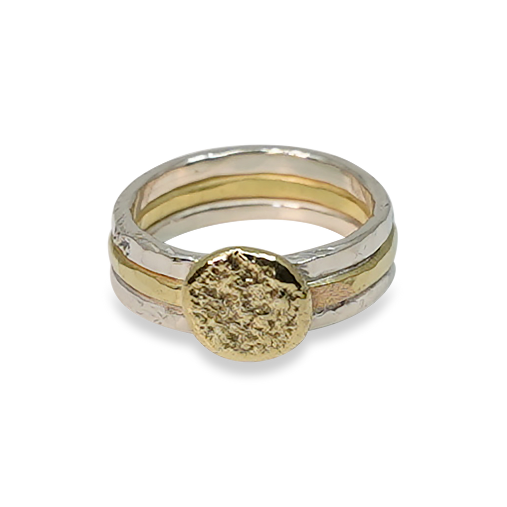 GOUD EN ZILVEREN GEHAMERDE RINGEN