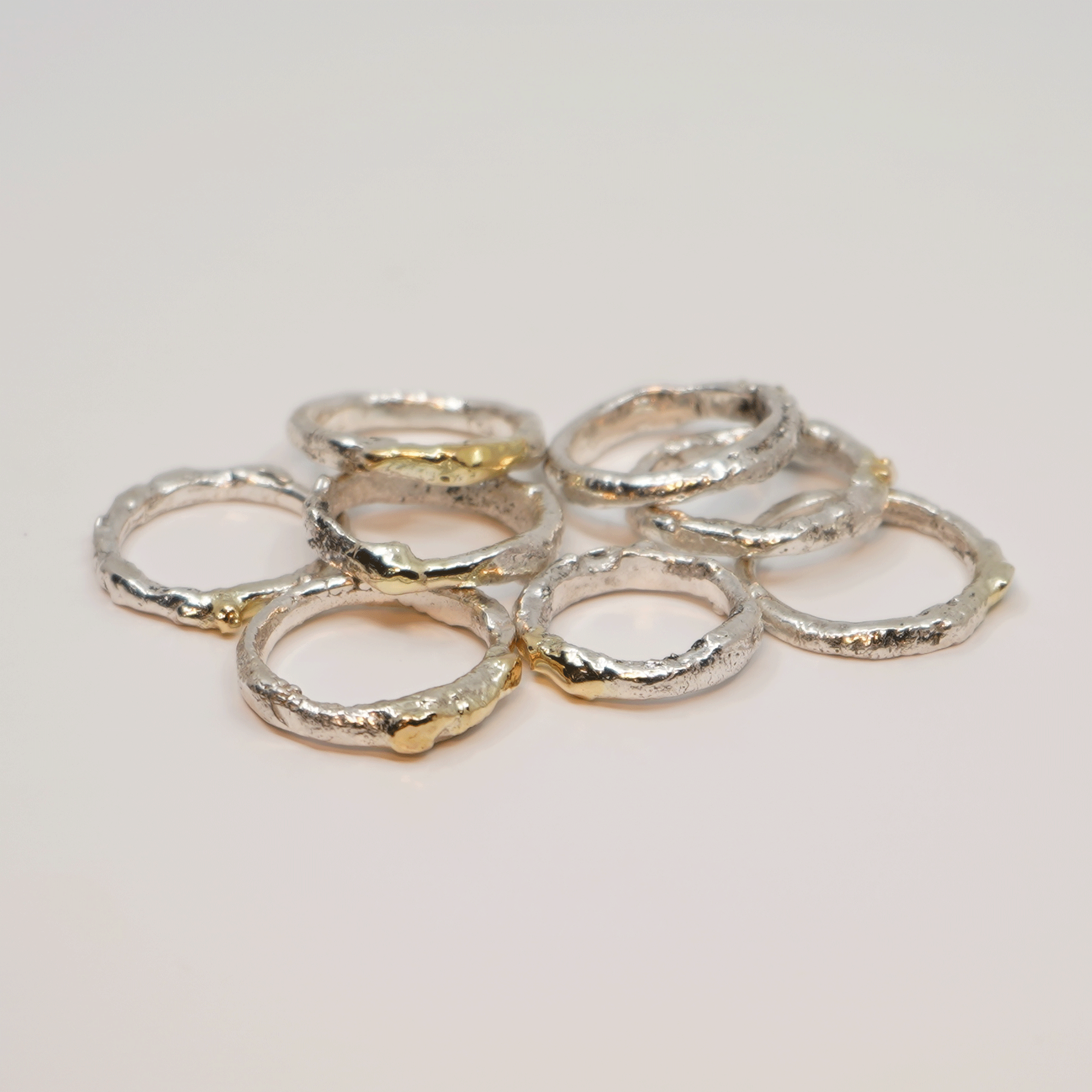 Ring van 925 gereticuleerd zilver en 18K goud