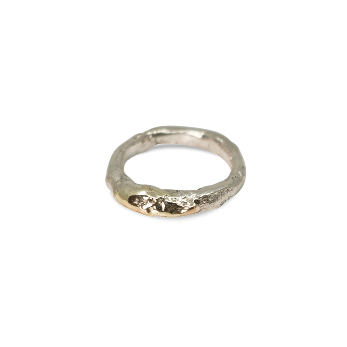 Ring van 925 gereticuleerd zilver en 18K goud