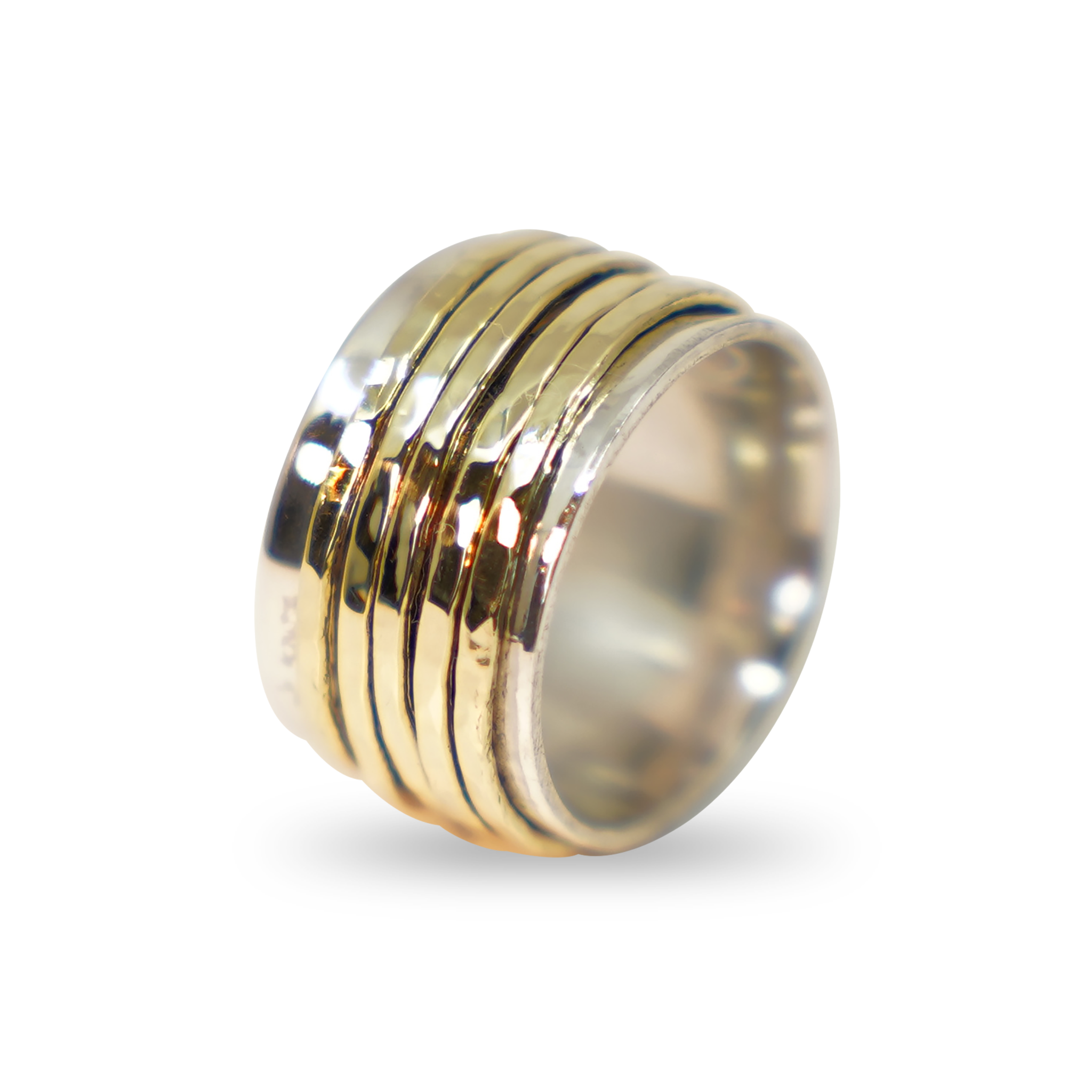 ZILVEREN RING MET LOSSE GOUDEN. RINGETJES