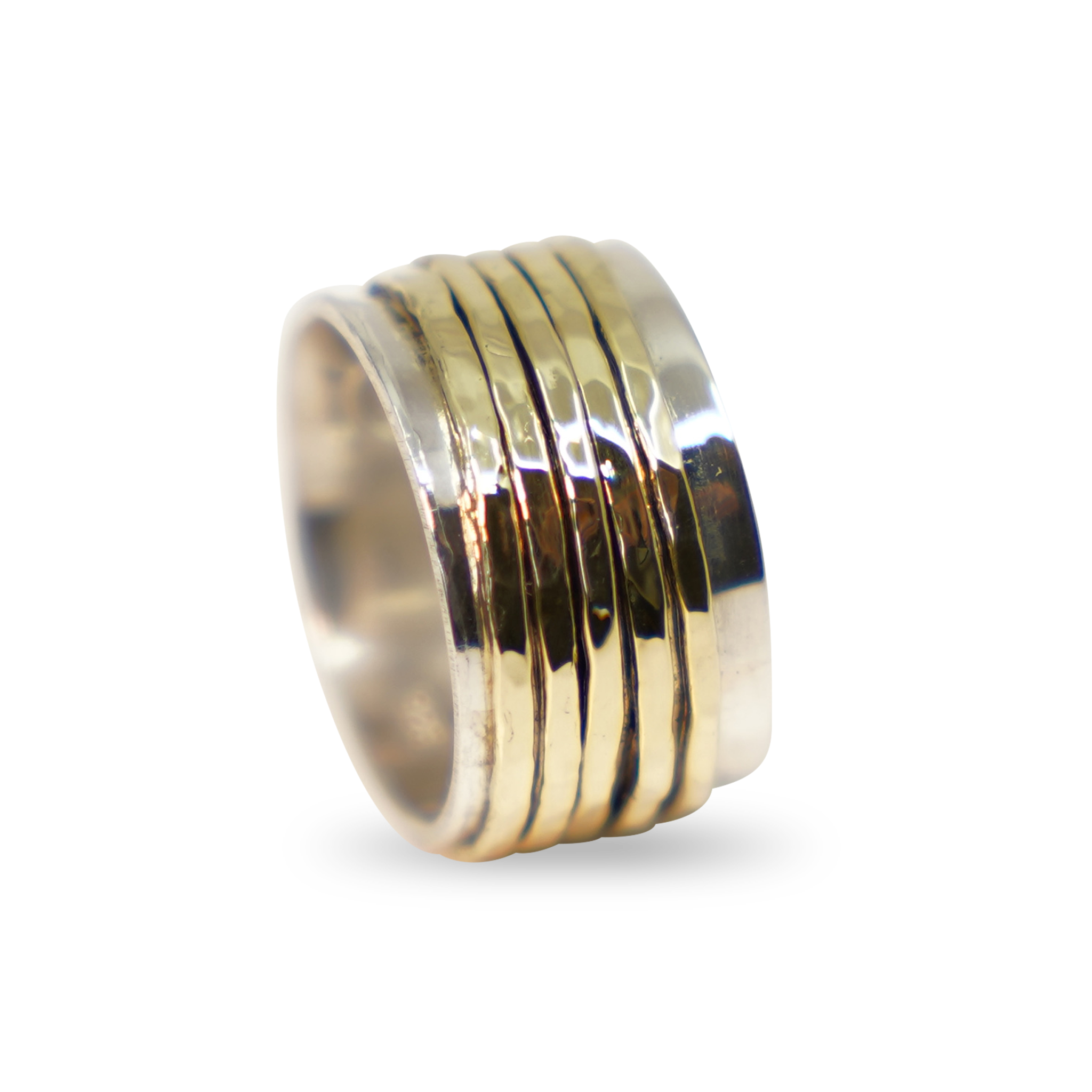 ZILVEREN RING MET LOSSE GOUDEN. RINGETJES