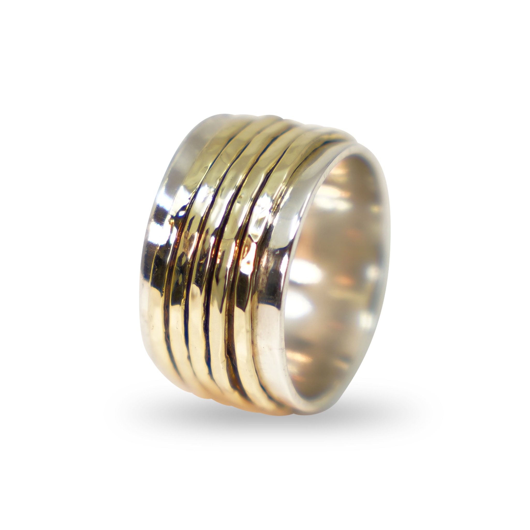 ZILVEREN RING MET LOSSE GOUDEN. RINGETJES