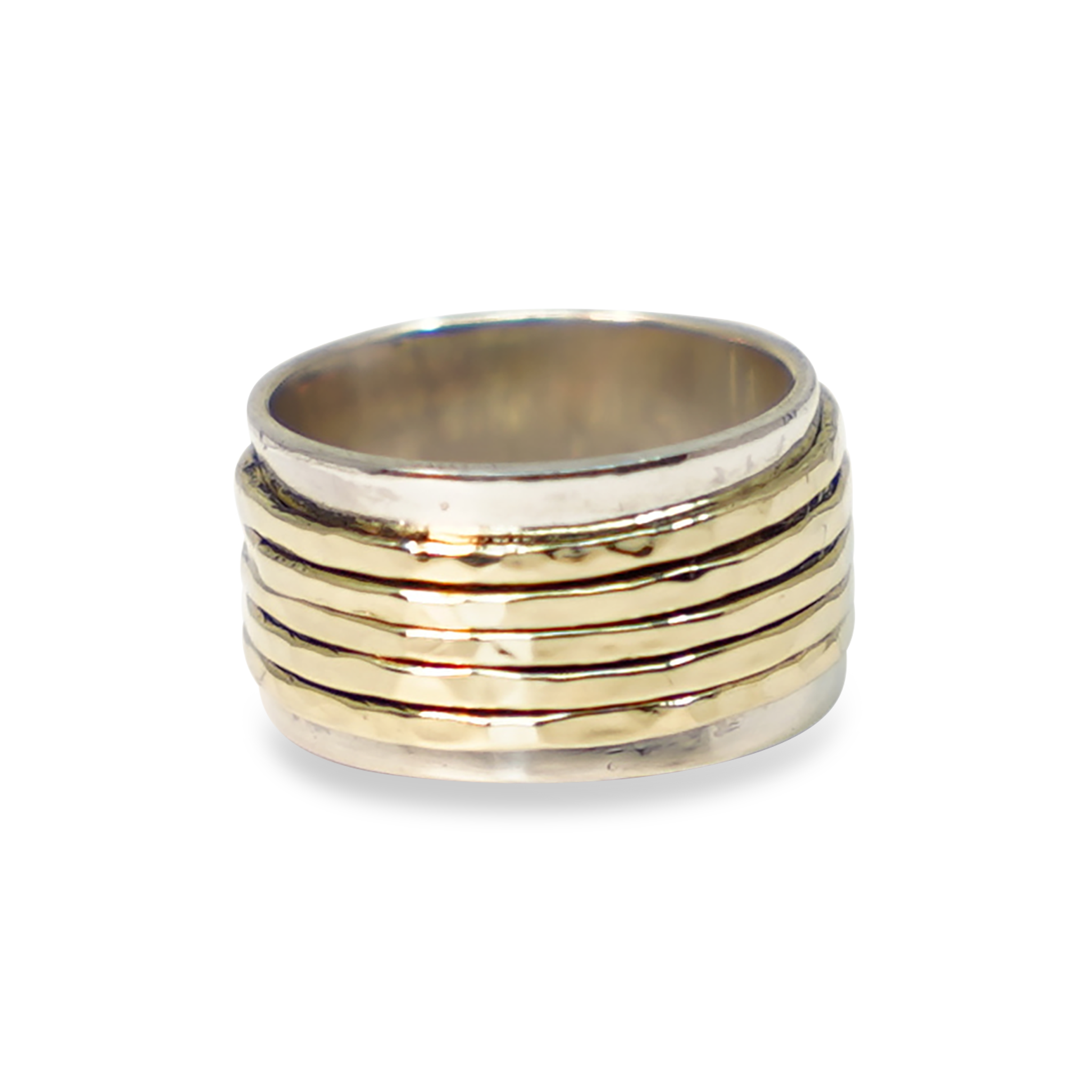 ZILVEREN RING MET LOSSE GOUDEN. RINGETJES