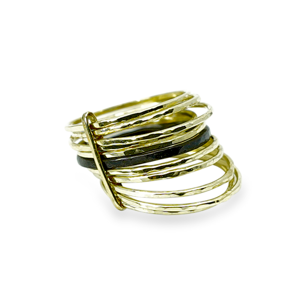 ICONISCHE GOUDEN STAPELRING MET ZIRKONIUM RINGETJE