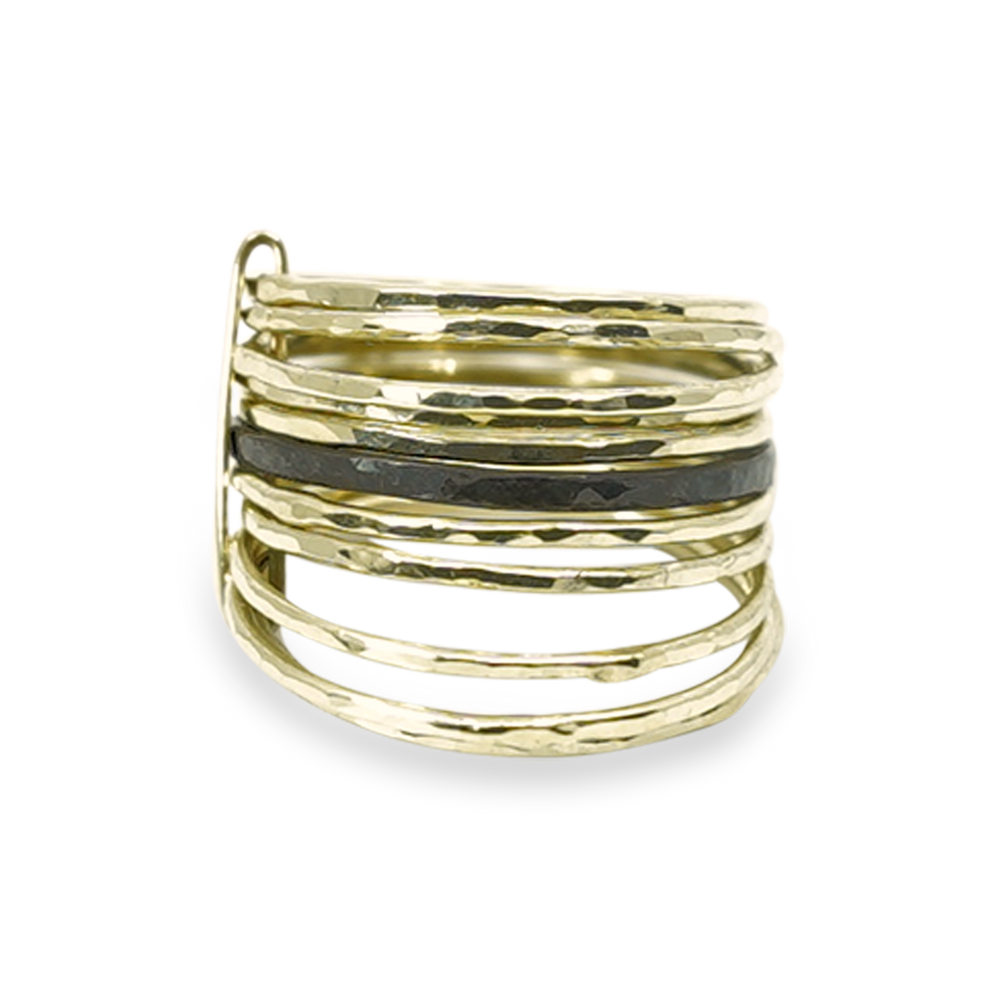 ICONISCHE GOUDEN STAPELRING MET ZIRKONIUM RINGETJE