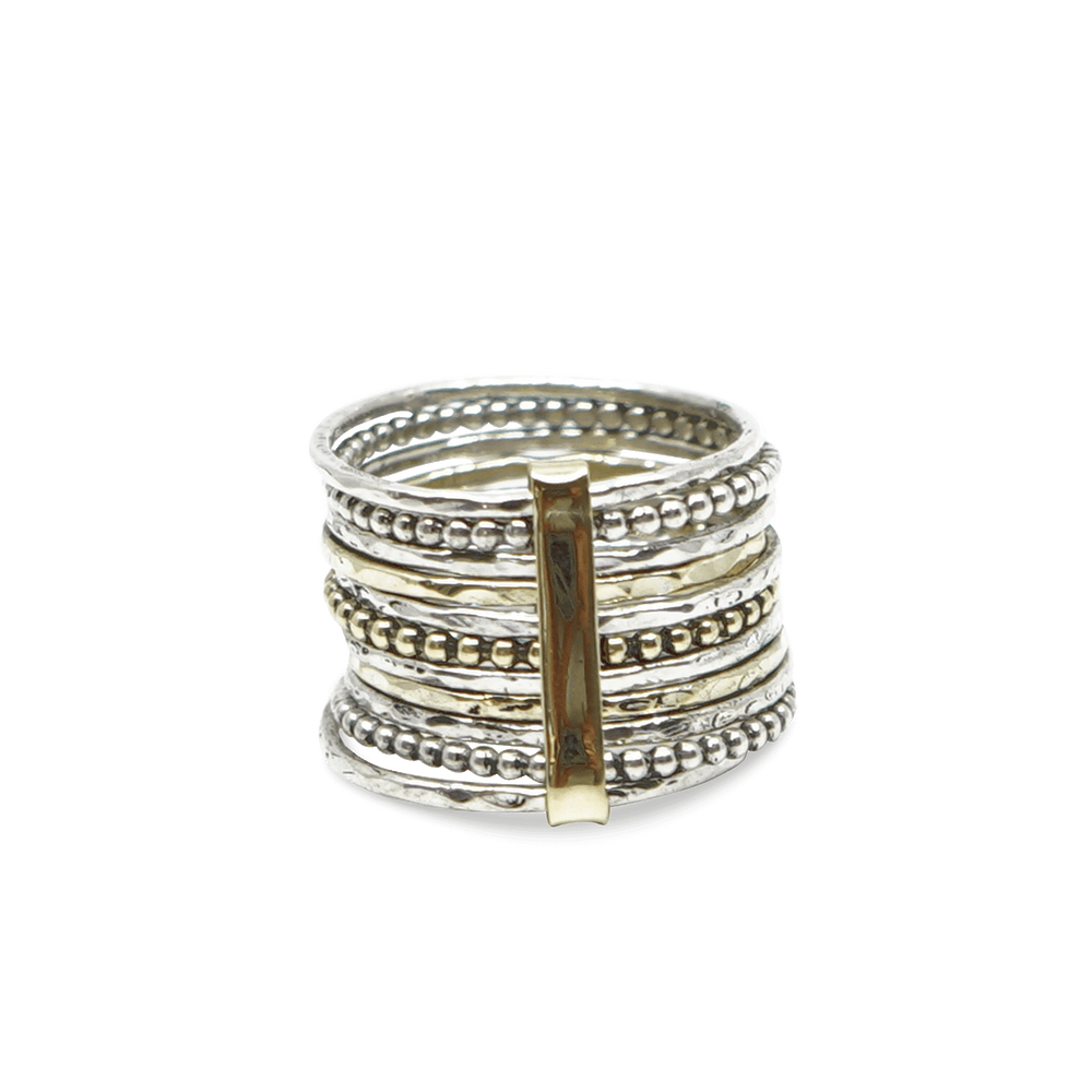11 STAPELRINGETJES 14 K GOUD EN STERLING ZILVER