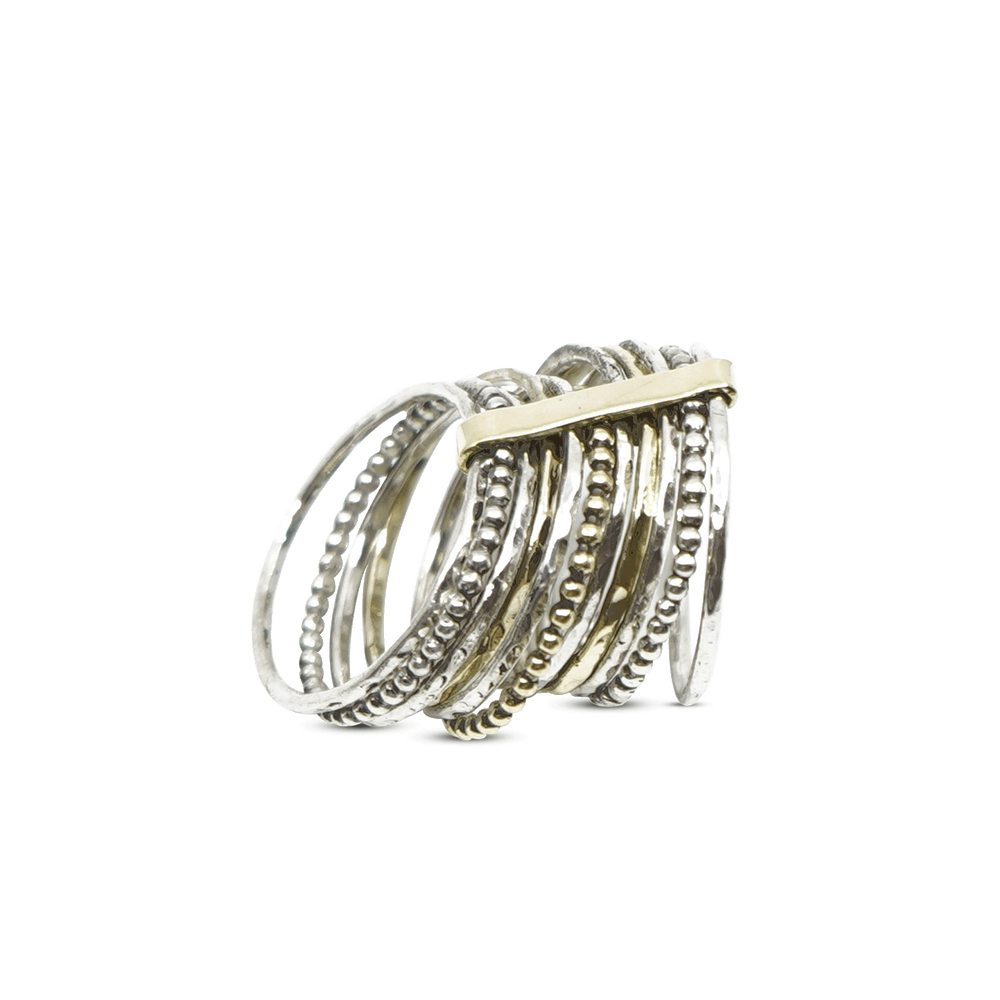 11 STAPELRINGETJES 14 K GOUD EN STERLING ZILVER