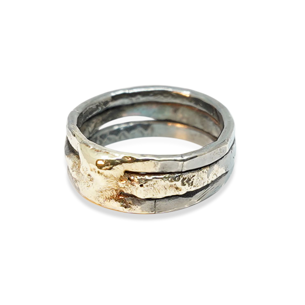 ORGANISCHE MANNENRING MET GOUD EN ZILVER