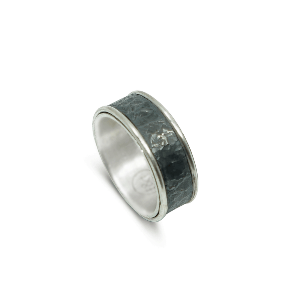 STERLING ZILVER MET ZWARTE MANNEN RING