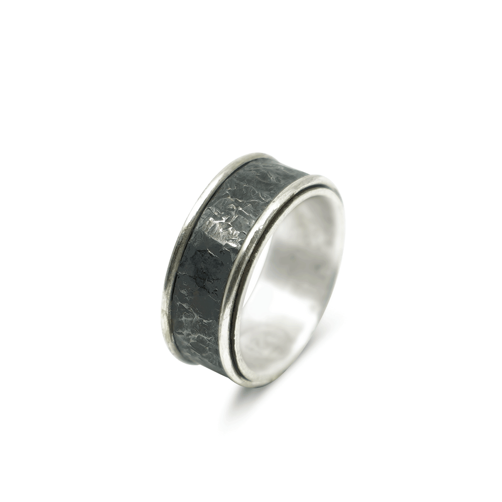 STERLING ZILVER MET ZWARTE MANNEN RING