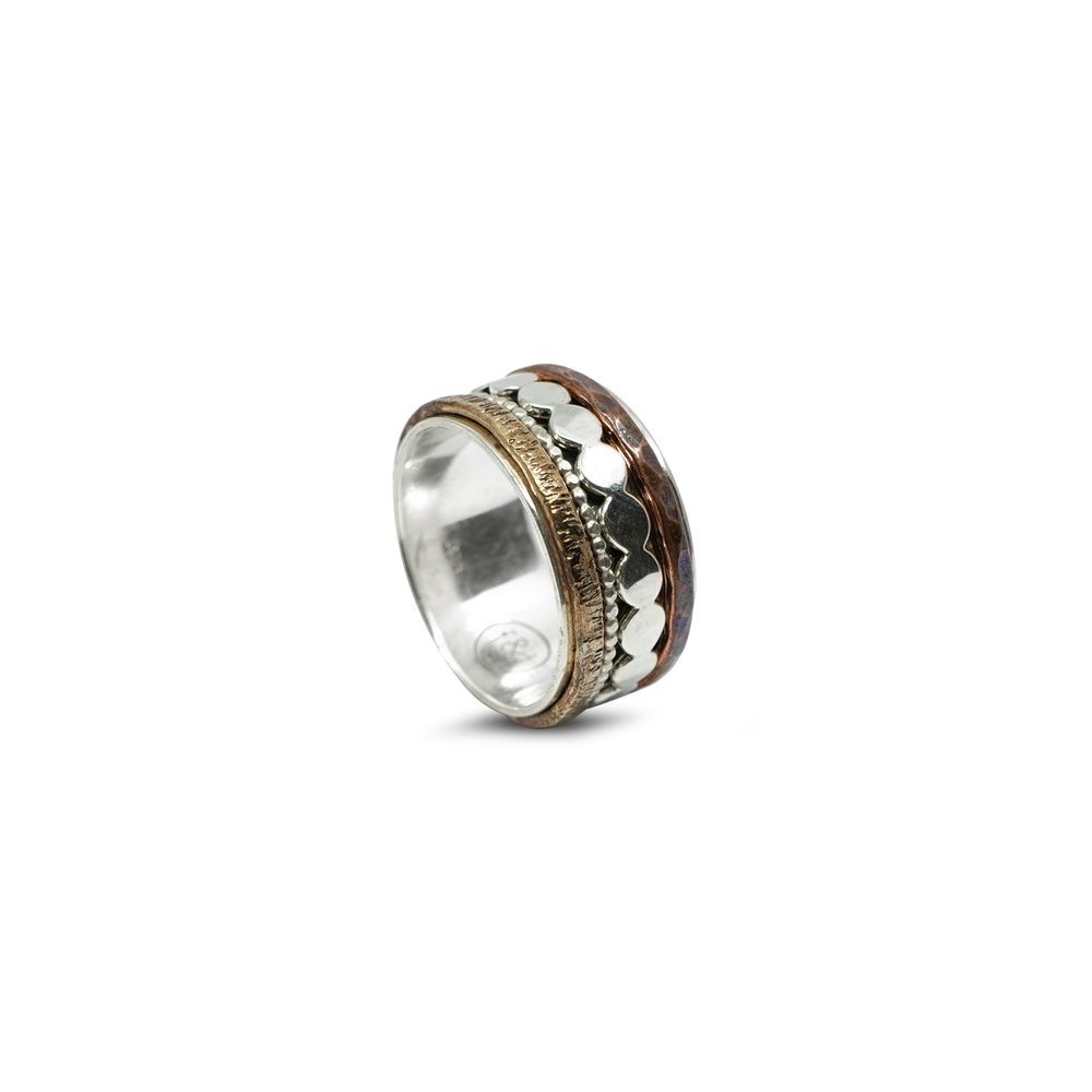 STOERE ZILVEREN MANNEN RING MET BRONS