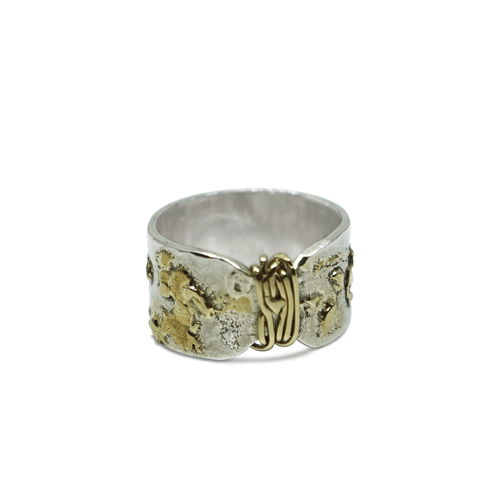 UNIEKE GOUD OP ZILVEREN RING, ONE OF A KIND JEWEL