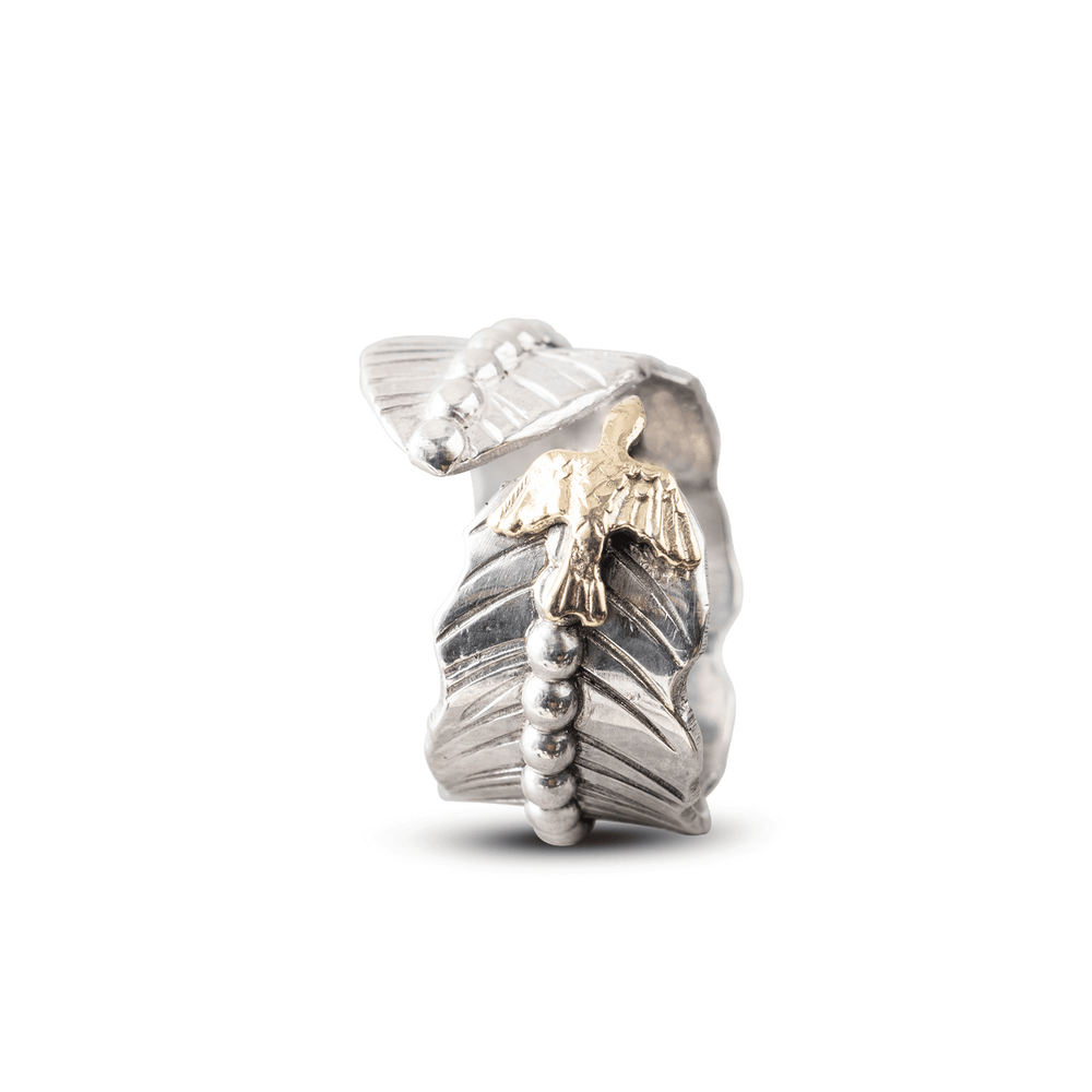 STERLING ZILVEREN RING MET GOUDEN DUIF